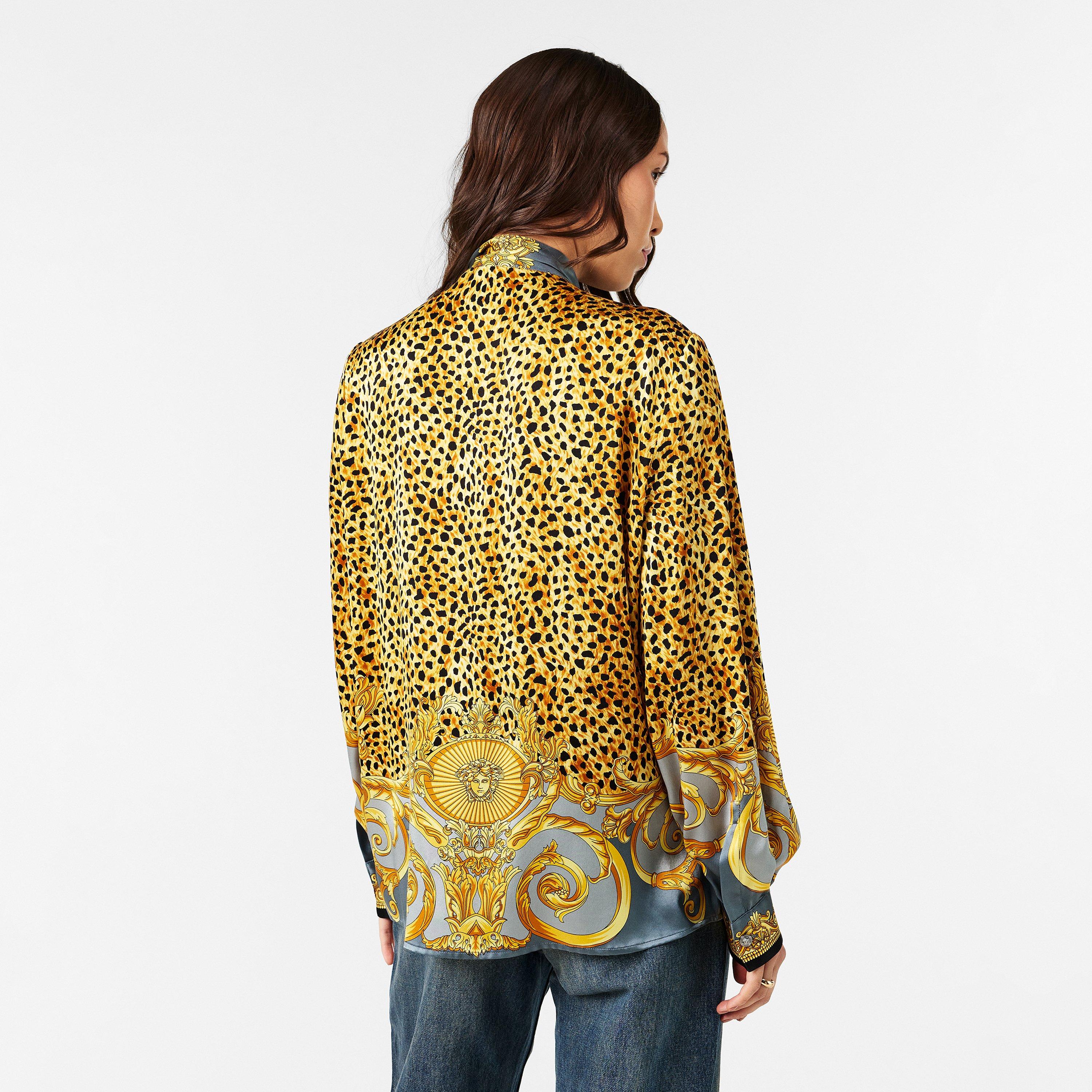Elephant Grey - Versace - Women's Patterned Long-Sleeve Shirt - 4