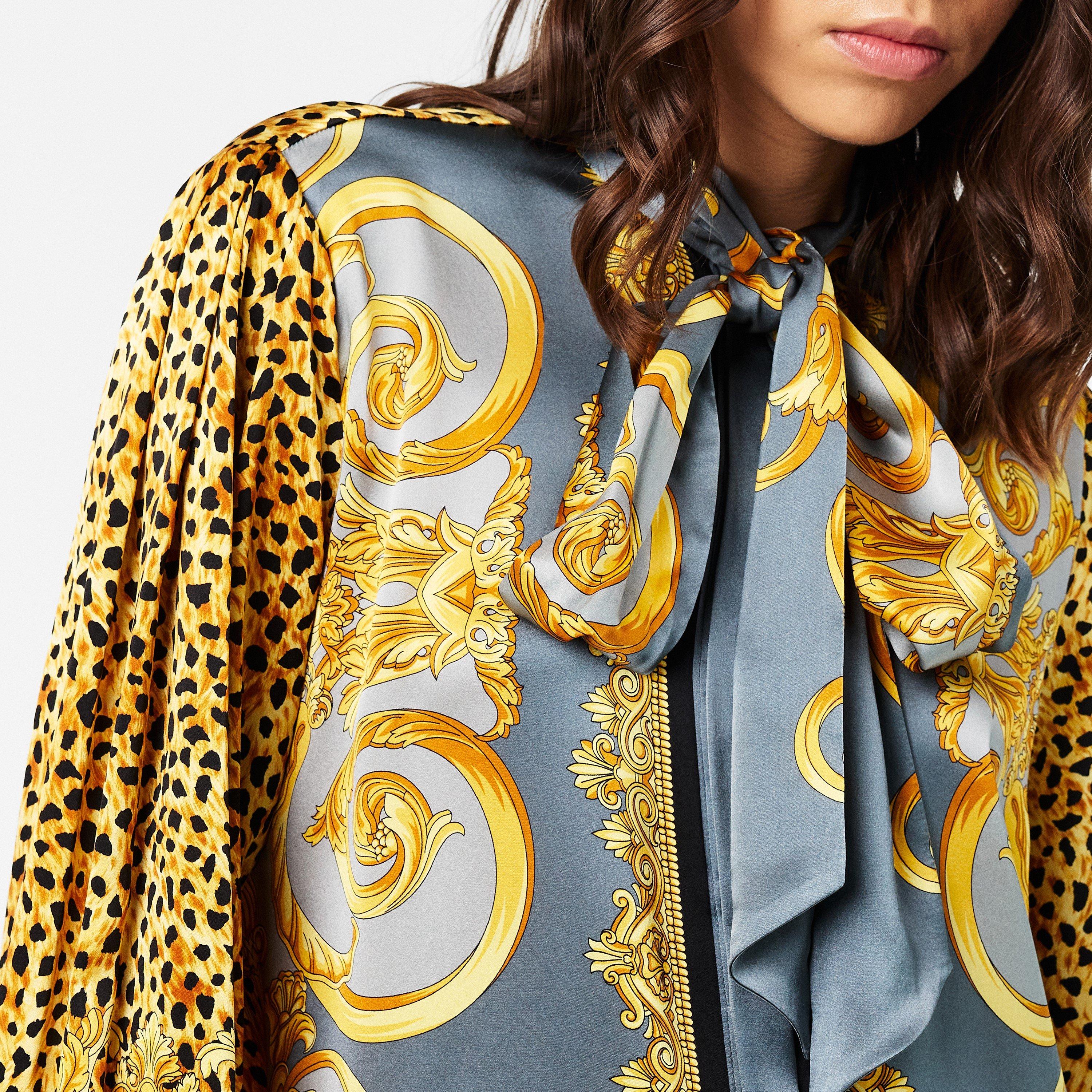 Elephant Grey - Versace - Women's Patterned Long-Sleeve Shirt - 5