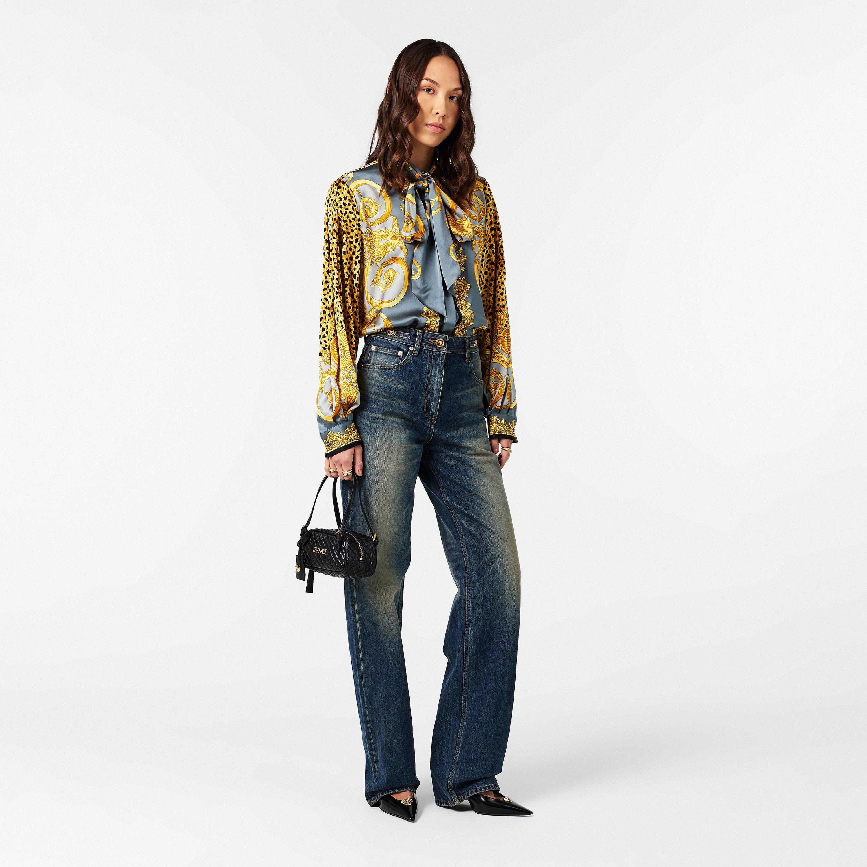 Elephant Grey - Versace - Women's Patterned Long-Sleeve Shirt - 6