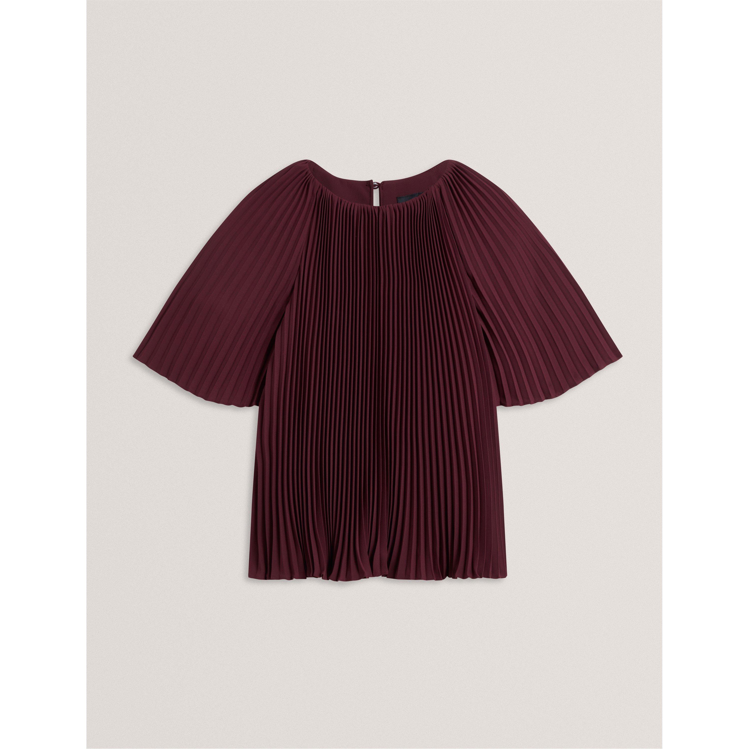 Ted Baker Women's Short Sleeve Pleated Top - Oxblood - Size 12 (M)