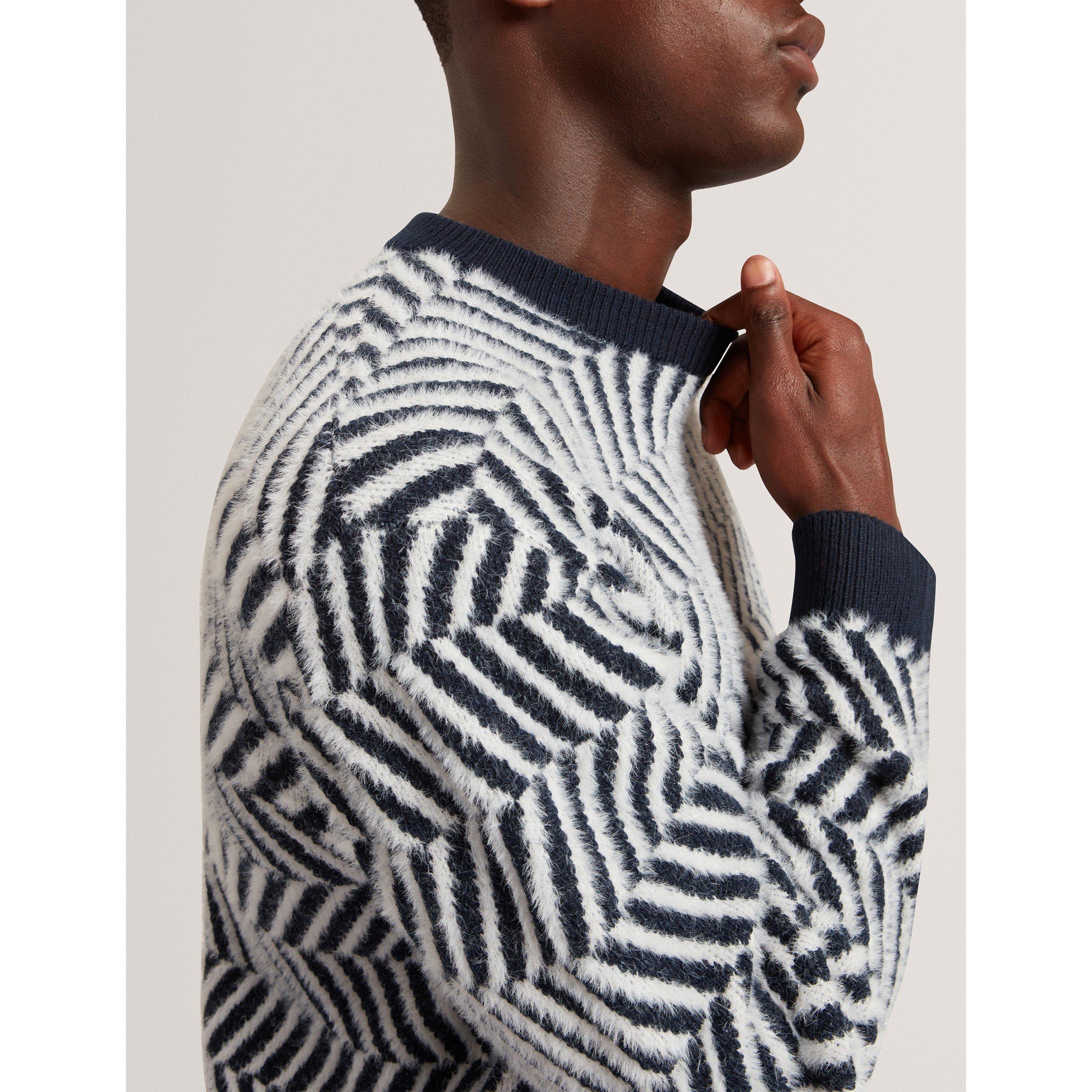 Navy - Ted Baker - Men's Graphic Knitted Top - 4