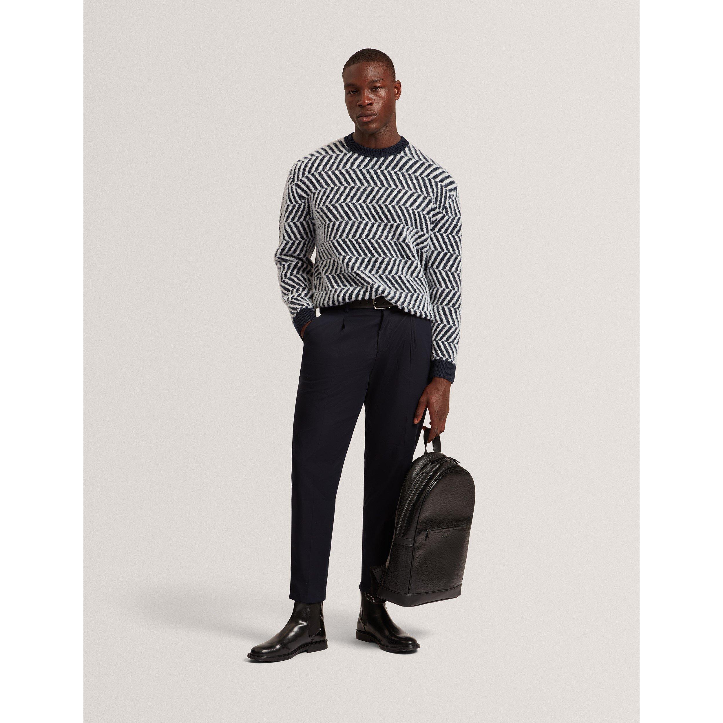 Navy - Ted Baker - Men's Graphic Knitted Top - 5