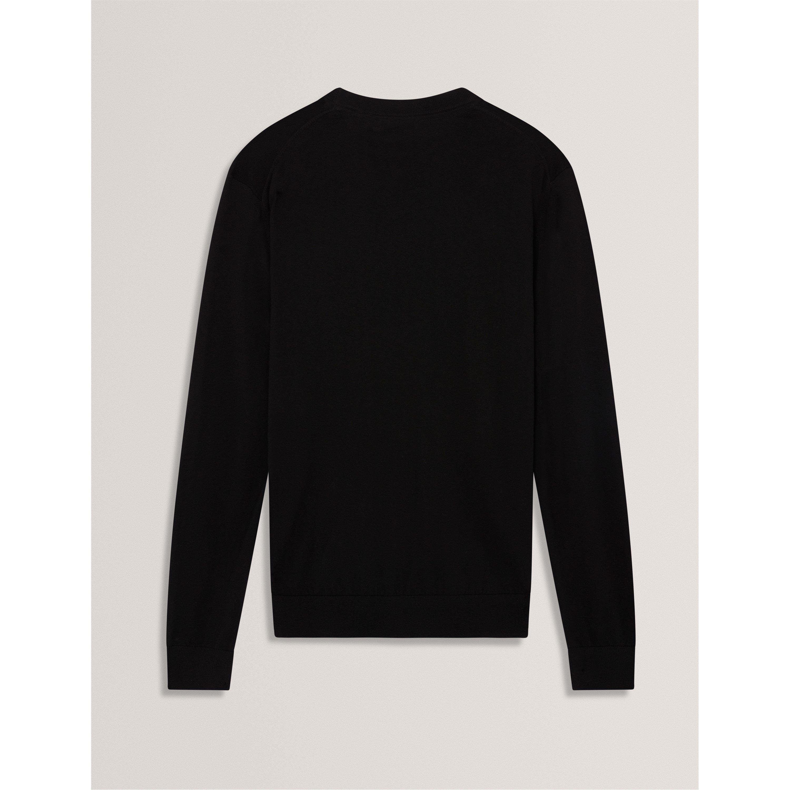 Black - Ted Baker - Mens Merino Blend Crew Neck Jumper - 2