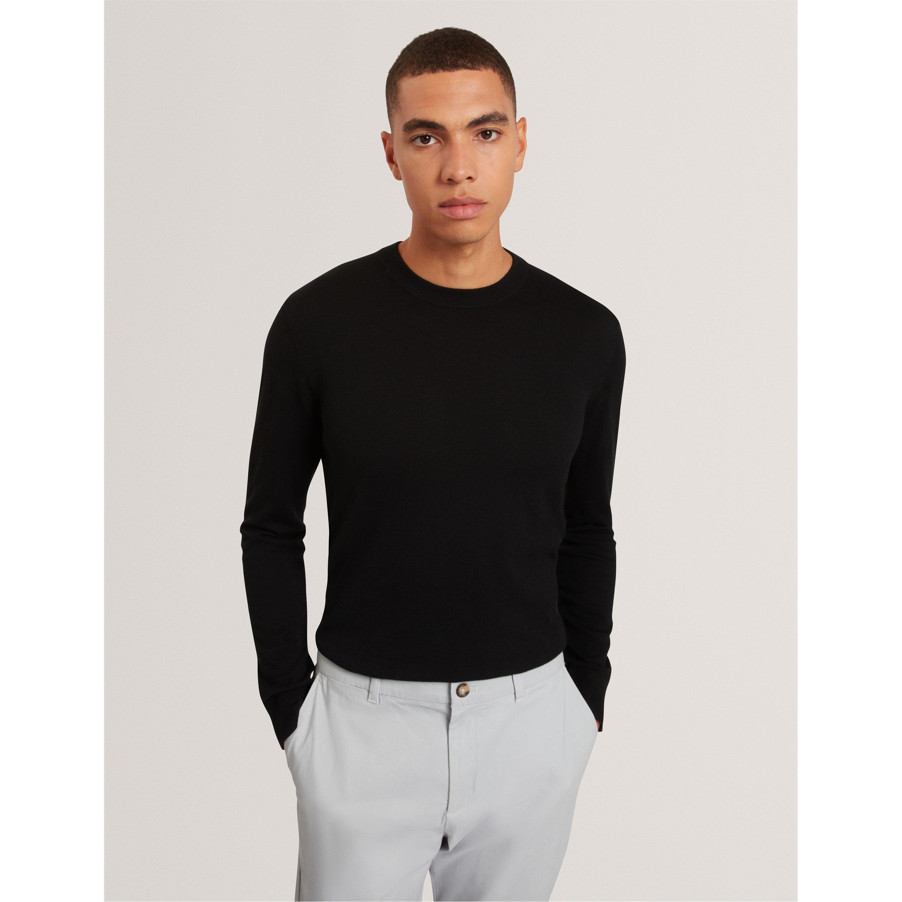 Black - Ted Baker - Mens Merino Blend Crew Neck Jumper - 3