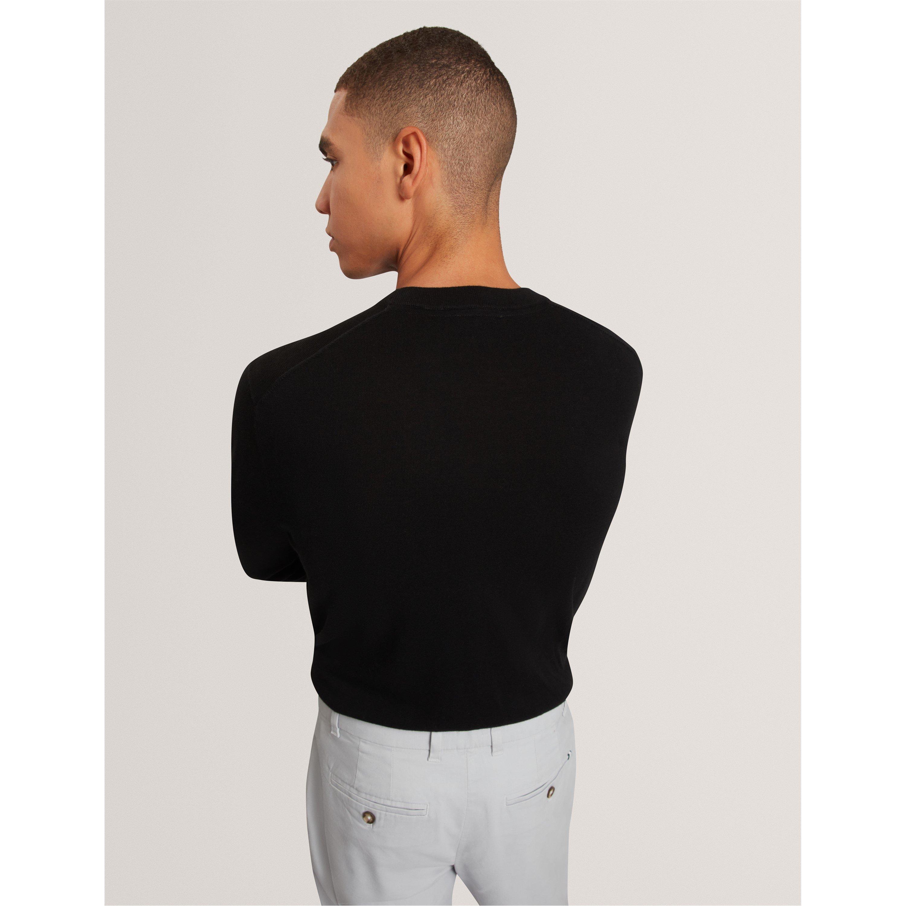 Black - Ted Baker - Mens Merino Blend Crew Neck Jumper - 4