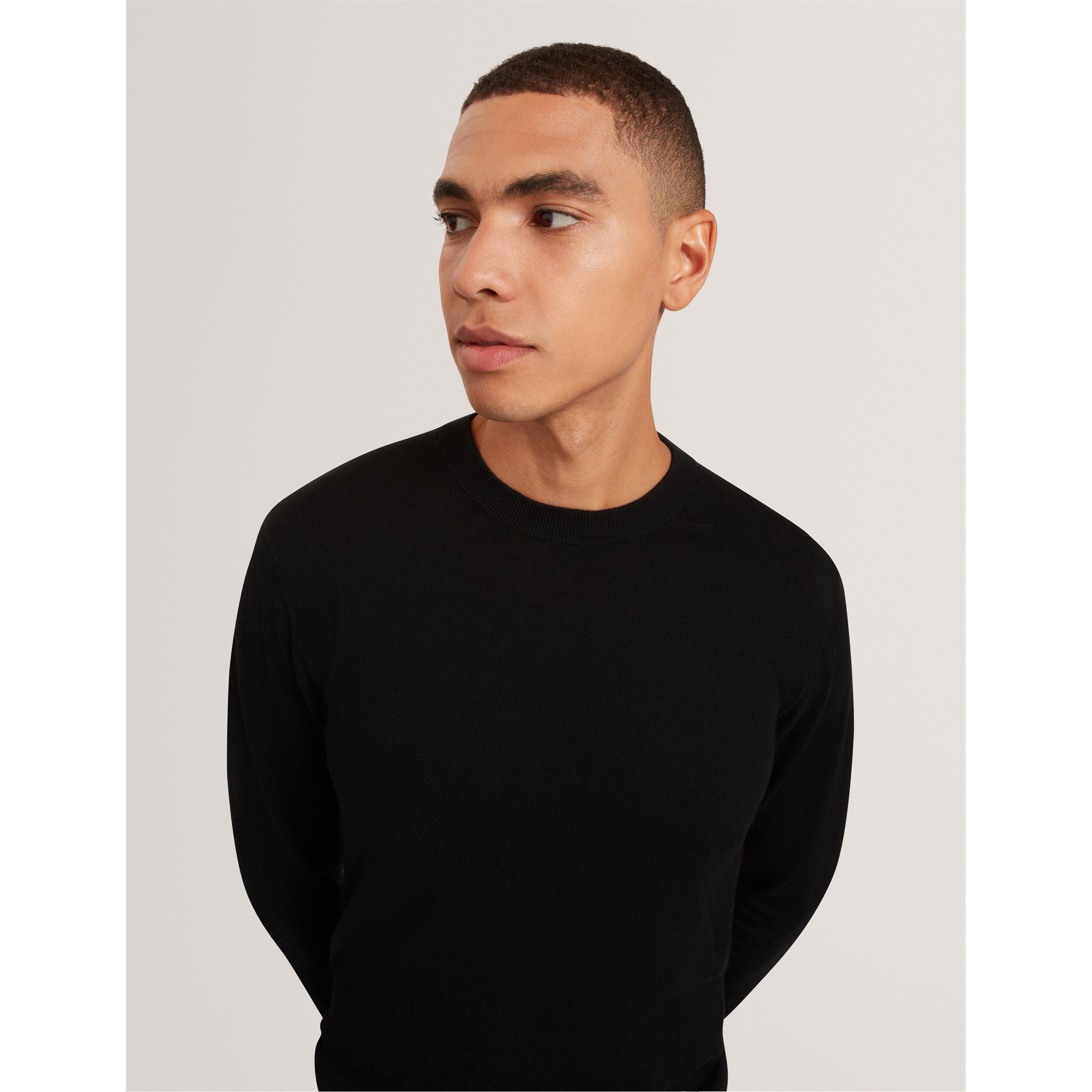 Black - Ted Baker - Mens Merino Blend Crew Neck Jumper - 5