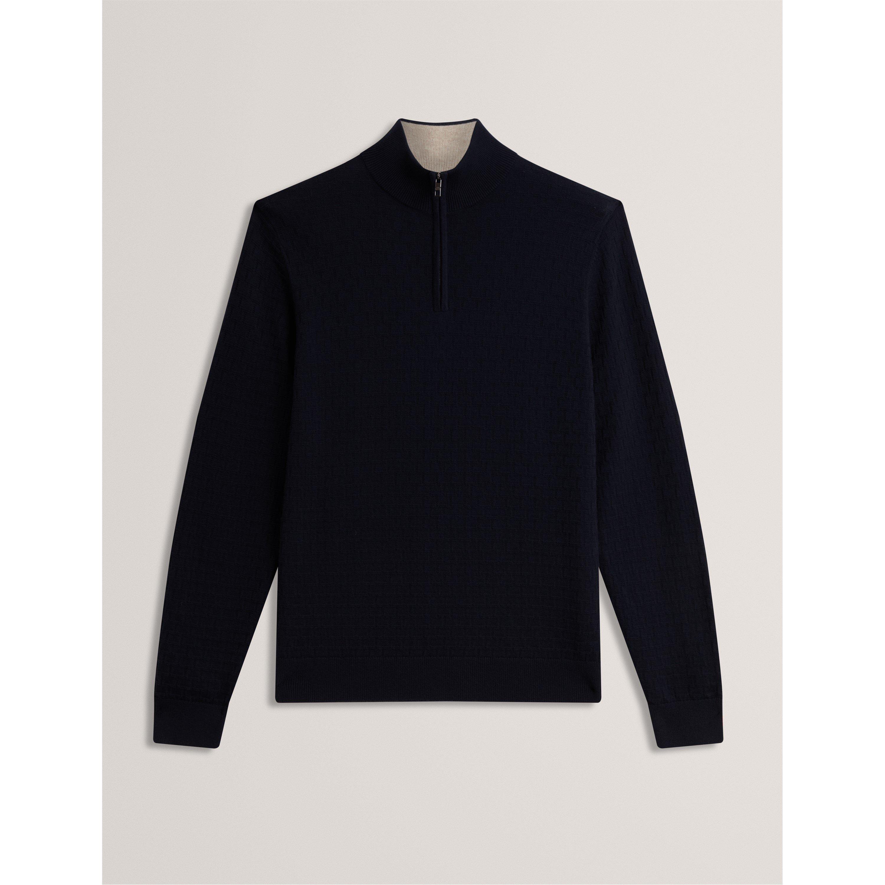 Ted Baker Men's Stitch Half Zip Knitted Top - Navy - M (3)