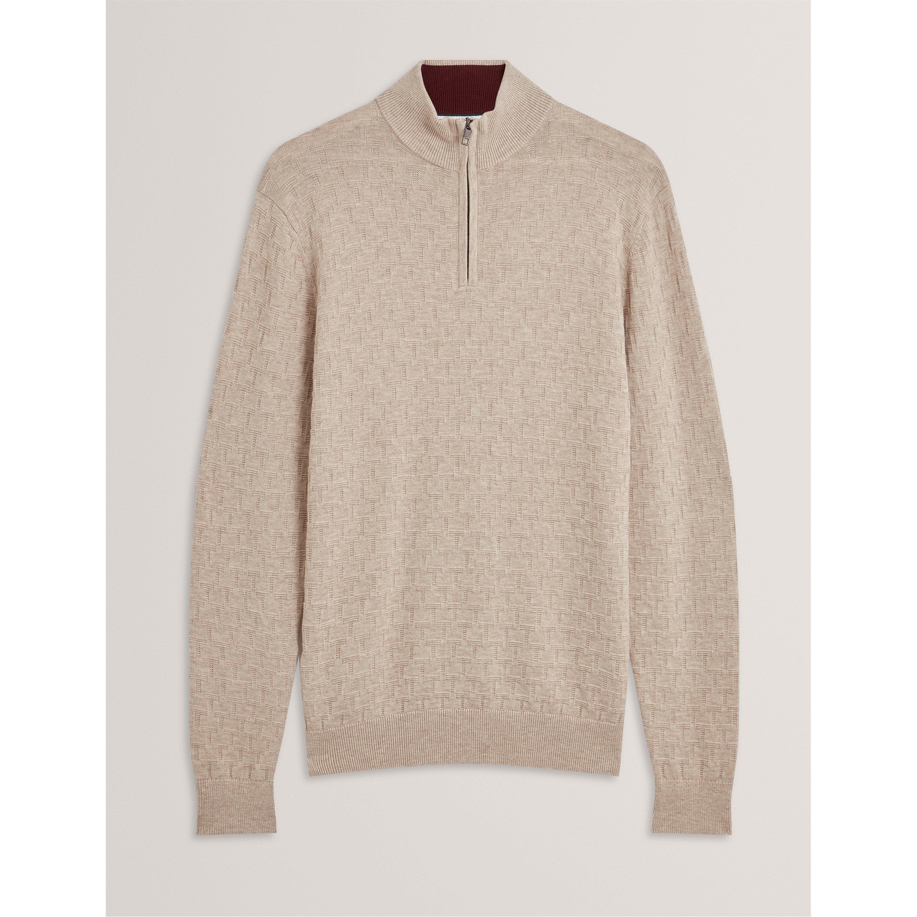 Ted Baker Men's Stitch Half Zip Knitted Top - Natural - M (3)
