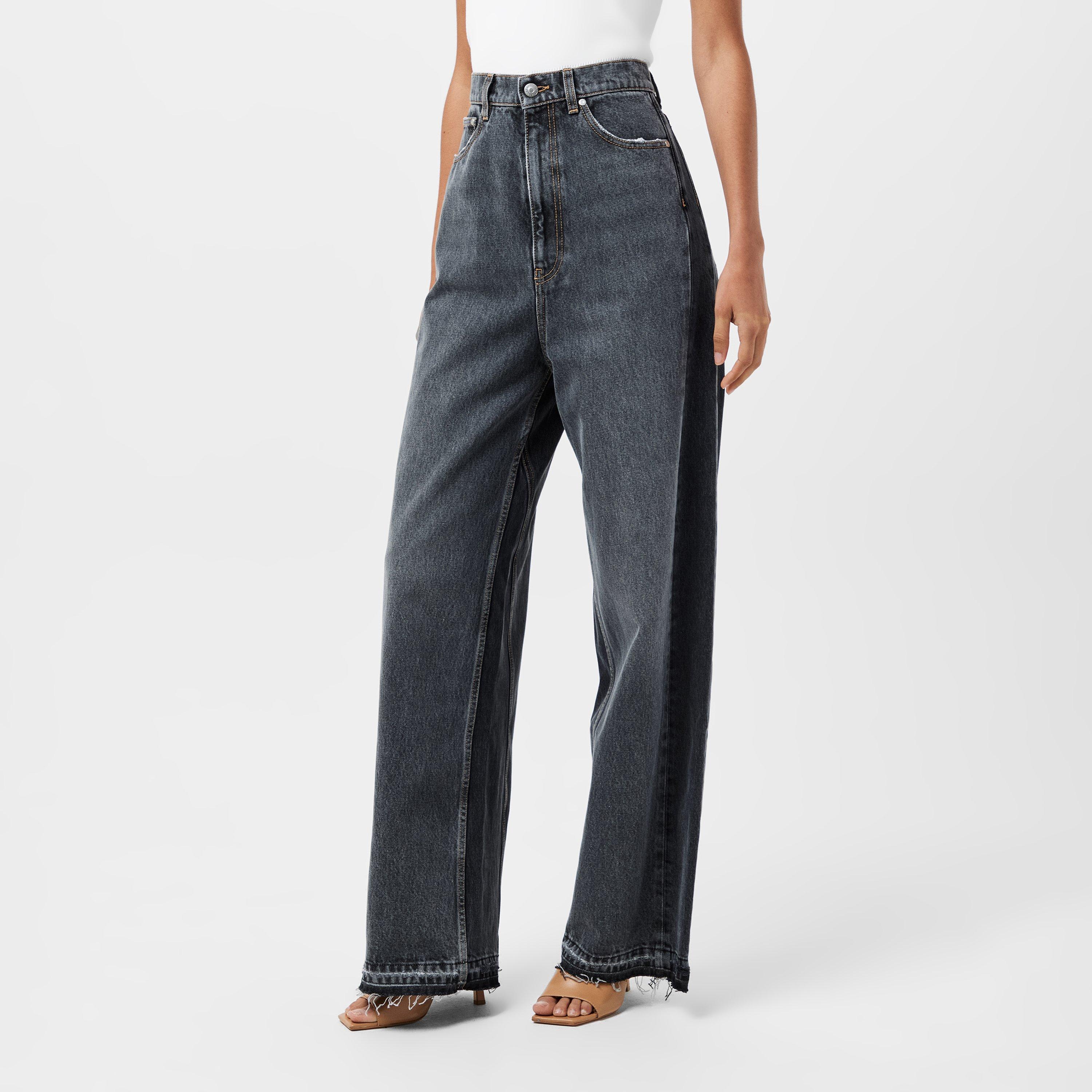 Two Tonal Black - Stella McCartney - Women's High Rise Wide Leg Jeans - 3