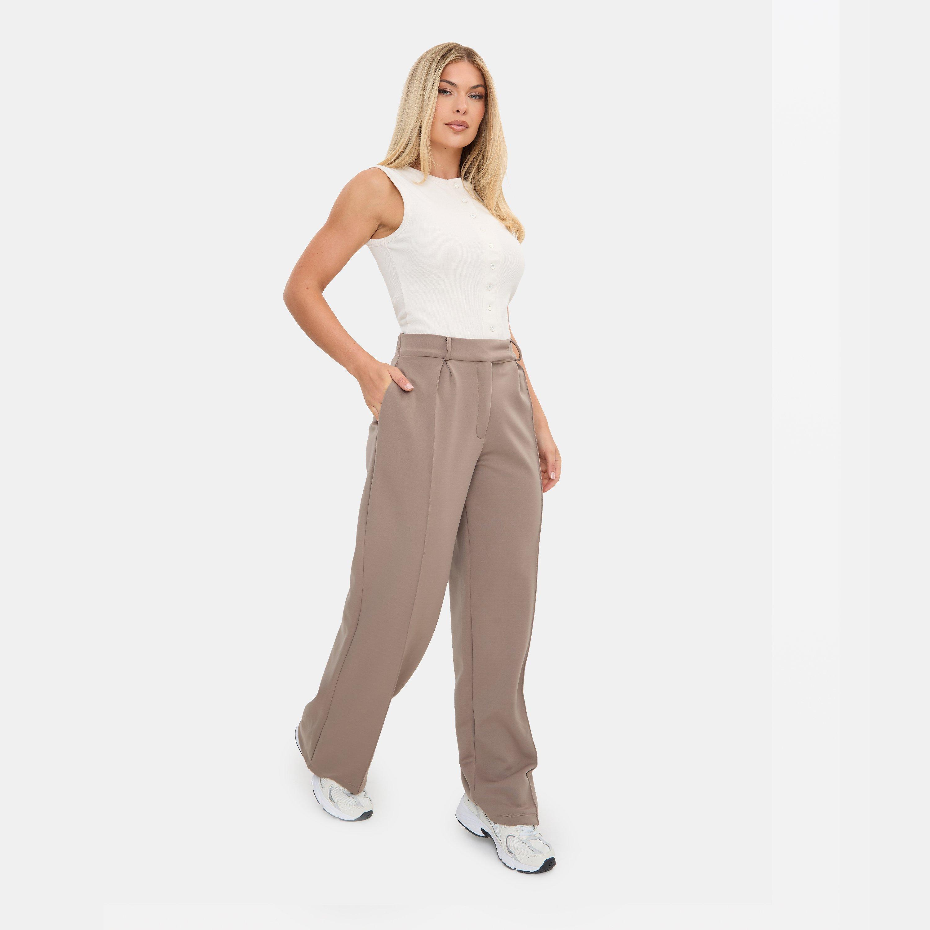 Taupe - I Saw It First - Jersey Tailored Trousers - 1