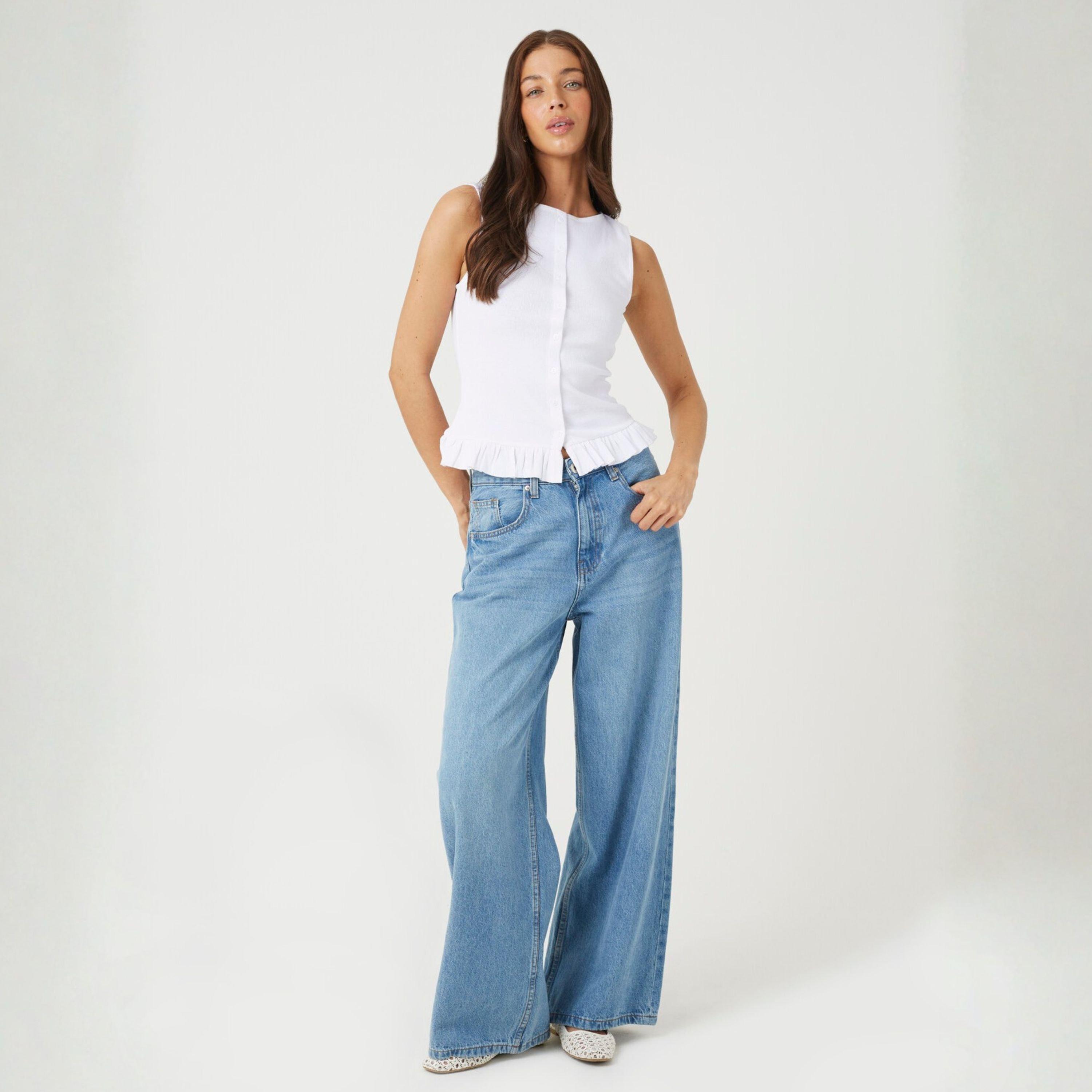 White - Brave Soul - BS Womens Crew Neck Button Down Vest with Frill Detail - 4