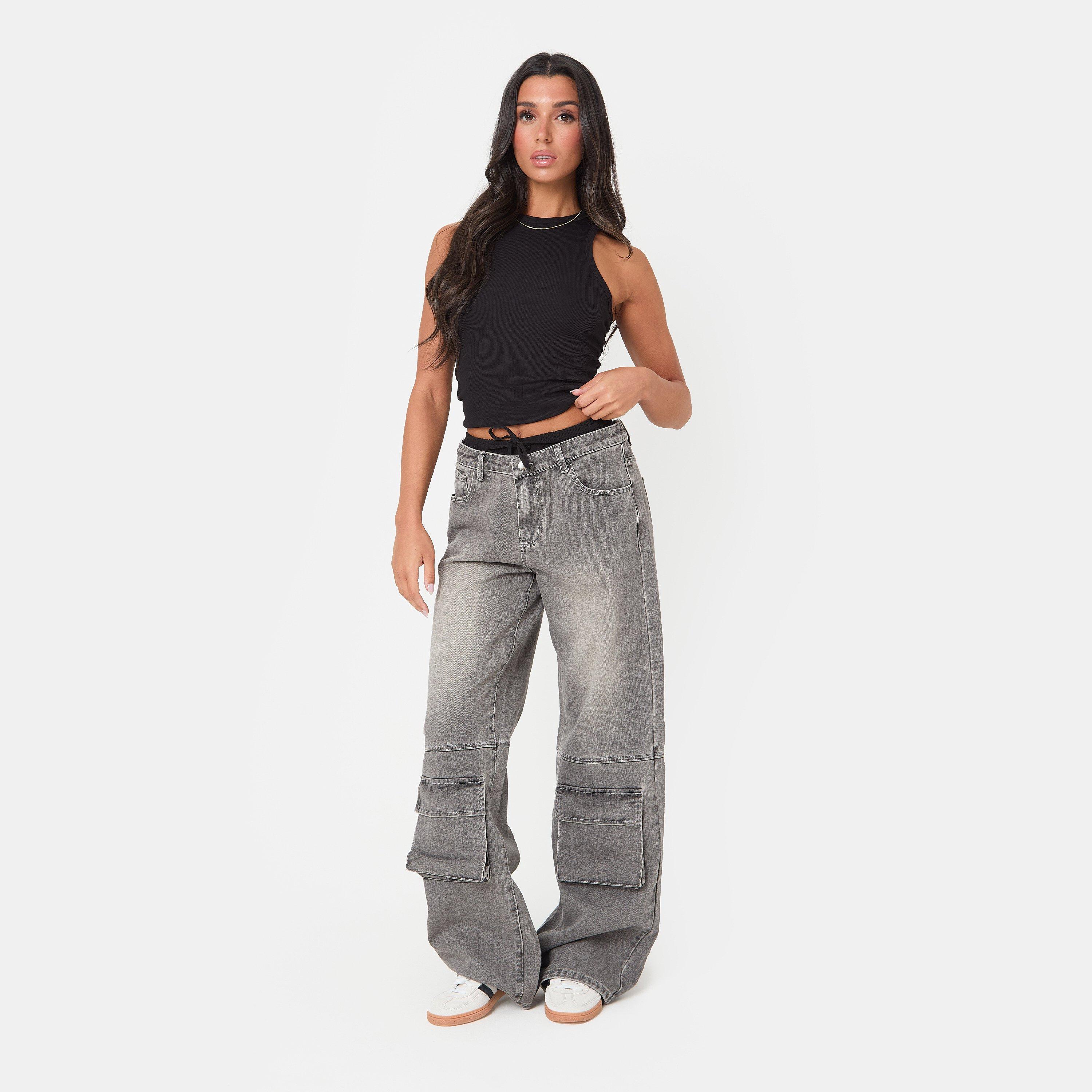 Grey - I Saw It First - Double Waistband Cargo Jean - 1