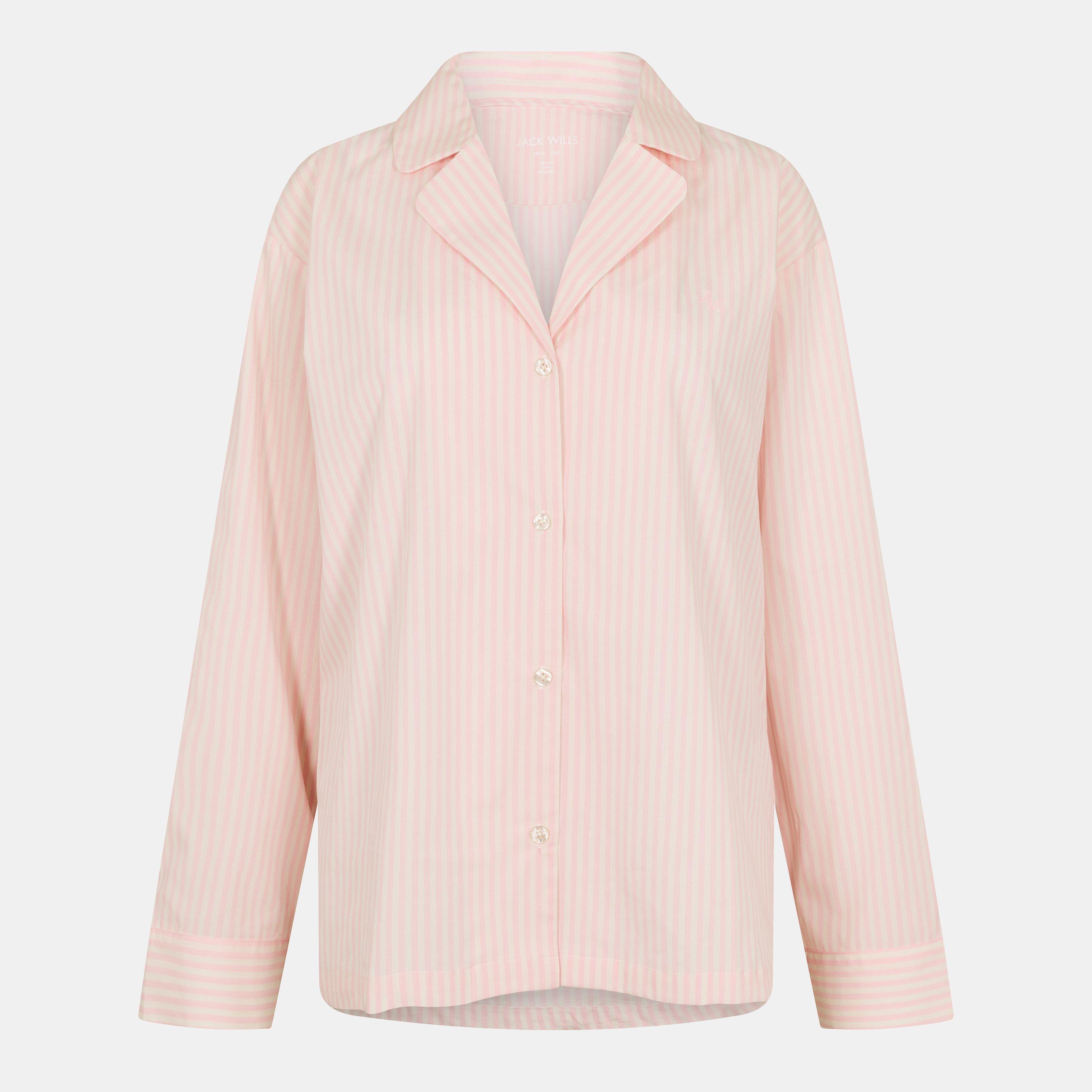 White/Pink - Jack Wills - Womens Woven Long Sleeve Pyjama Set - 1