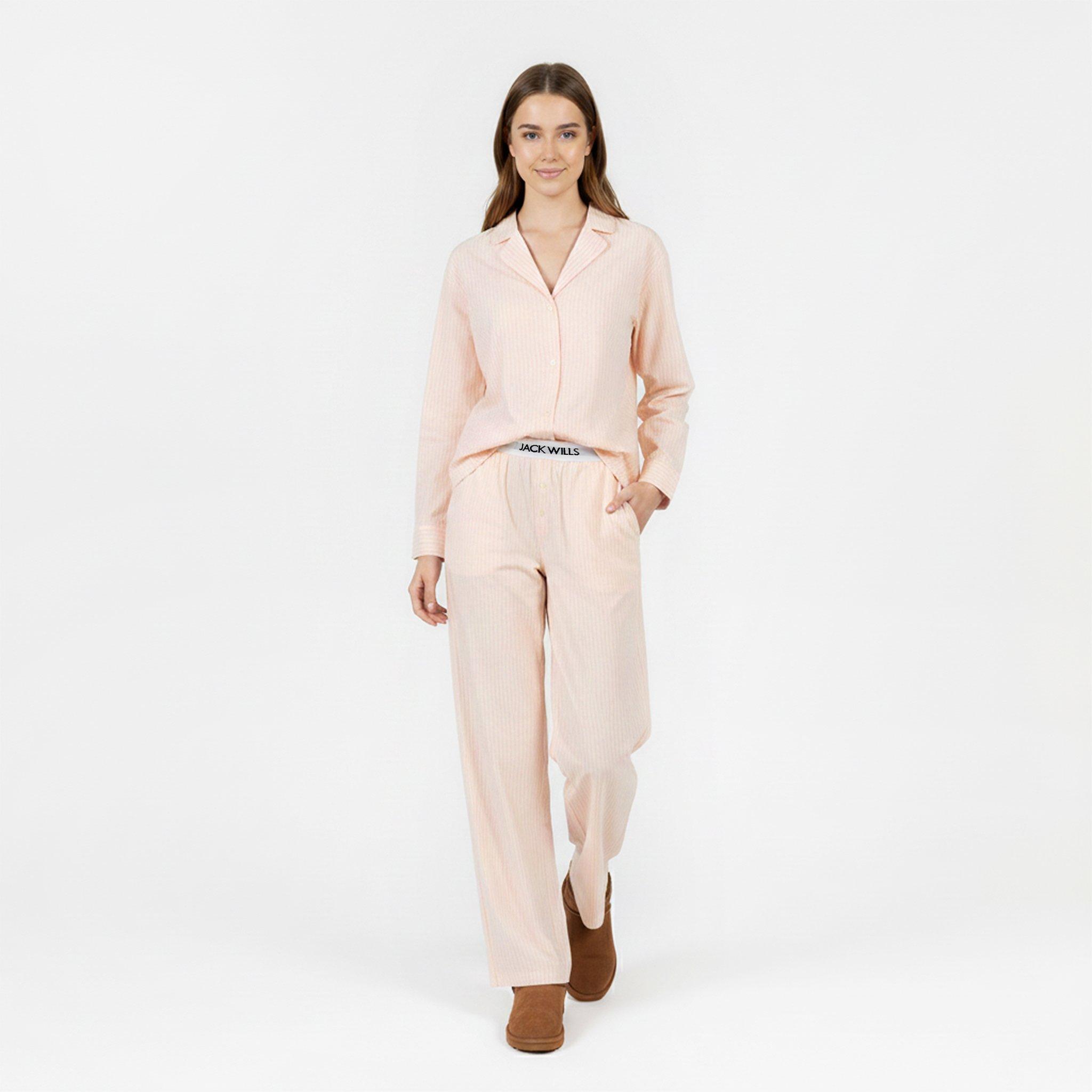 Bianco/Rosa - Jack Wills - Womens Woven Long Sleeve Pyjama Set - 6