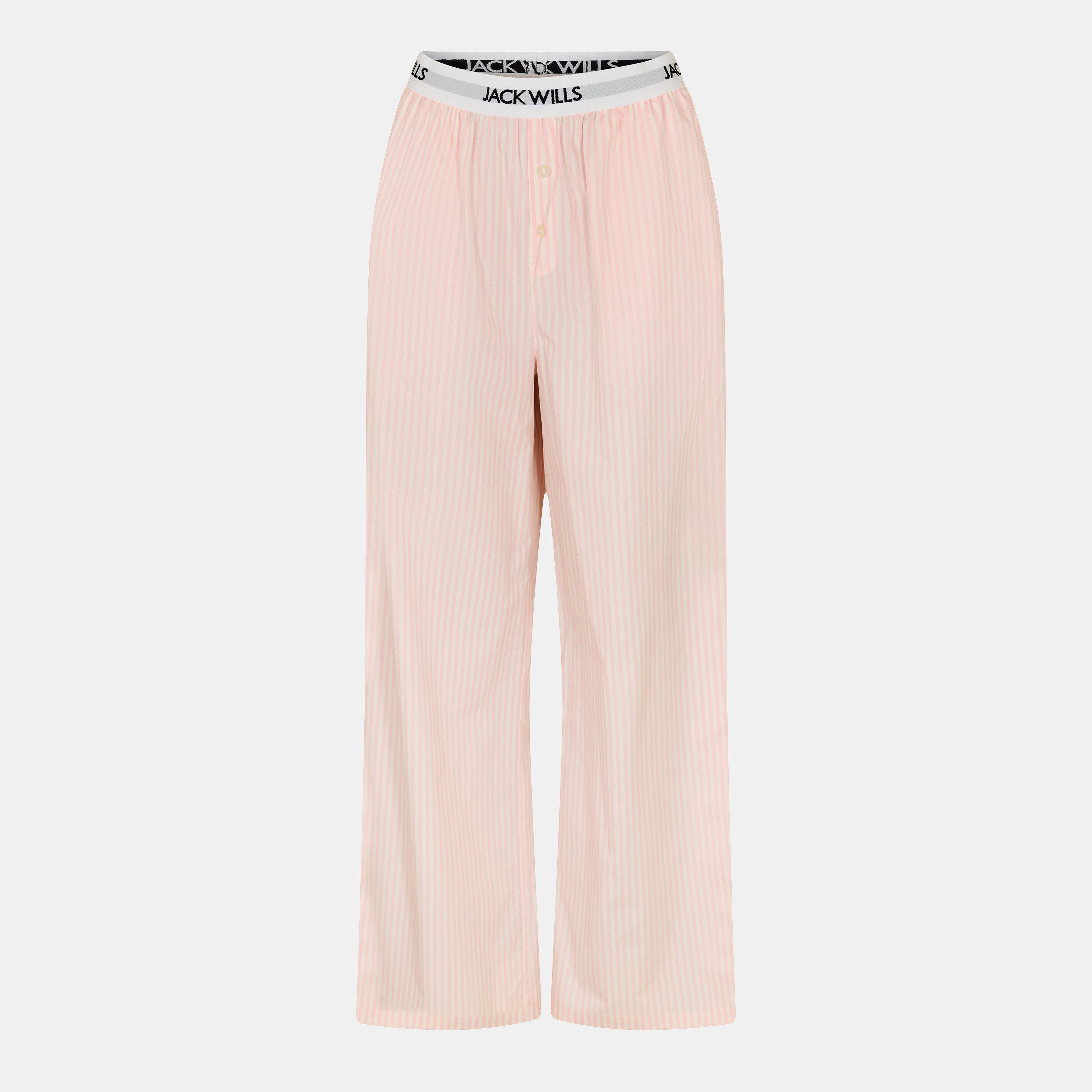 Bianco/Rosa - Jack Wills - Womens Woven Long Sleeve Pyjama Set - 8