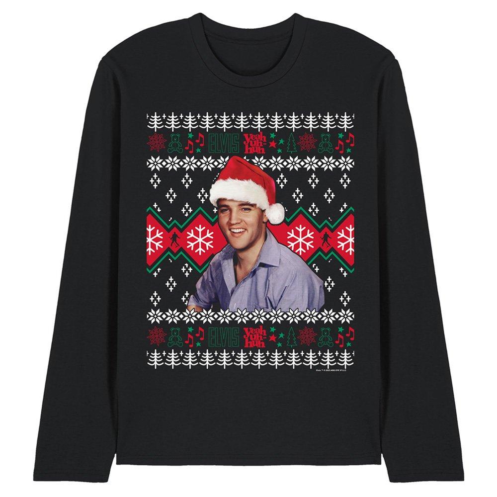 Black - Elvis Presley - Elvis Ugly Christmas Sweater Long Sleeve T-Shirt - 1