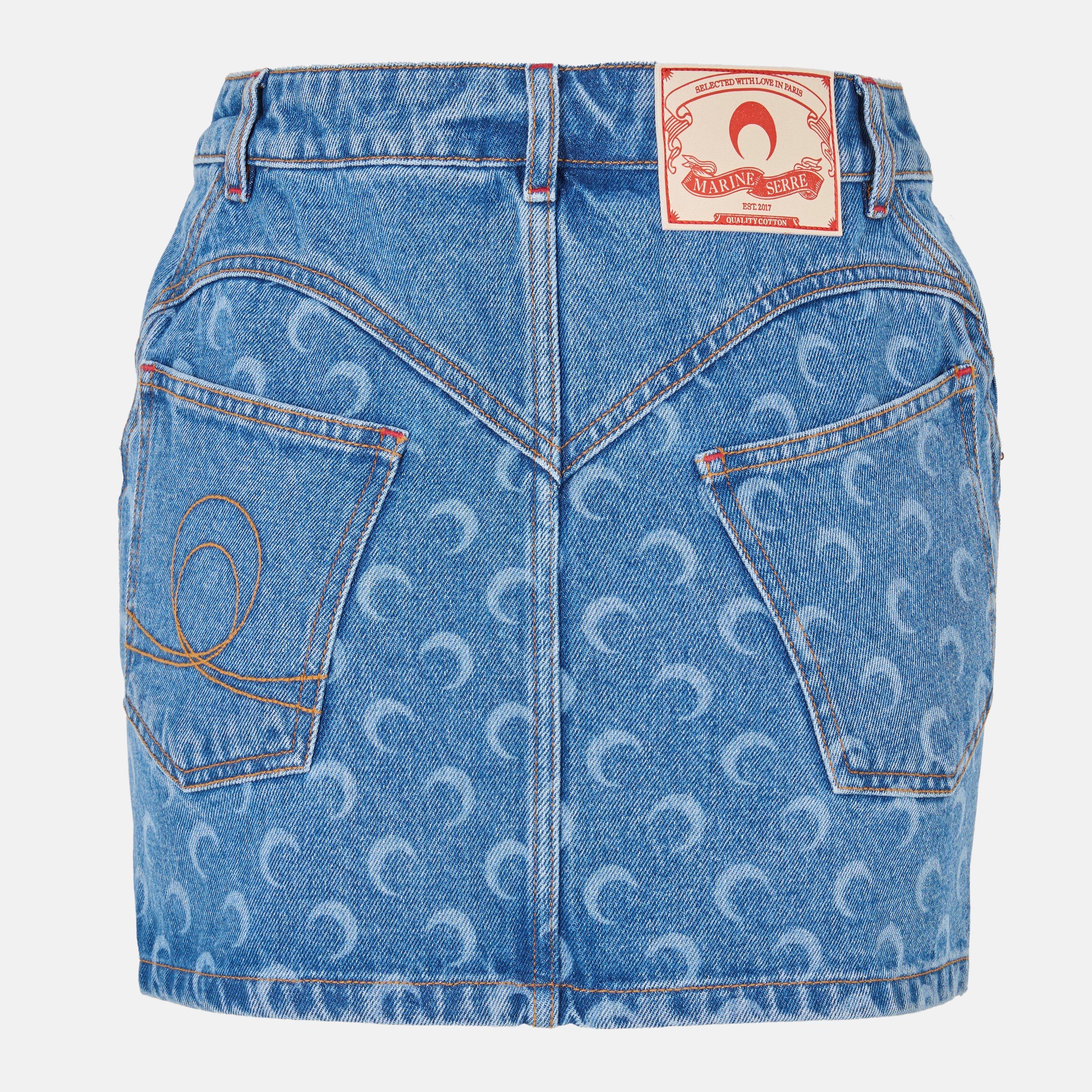 Light Blue - Marine Serre - Women's Denim Mini Skirt - 2