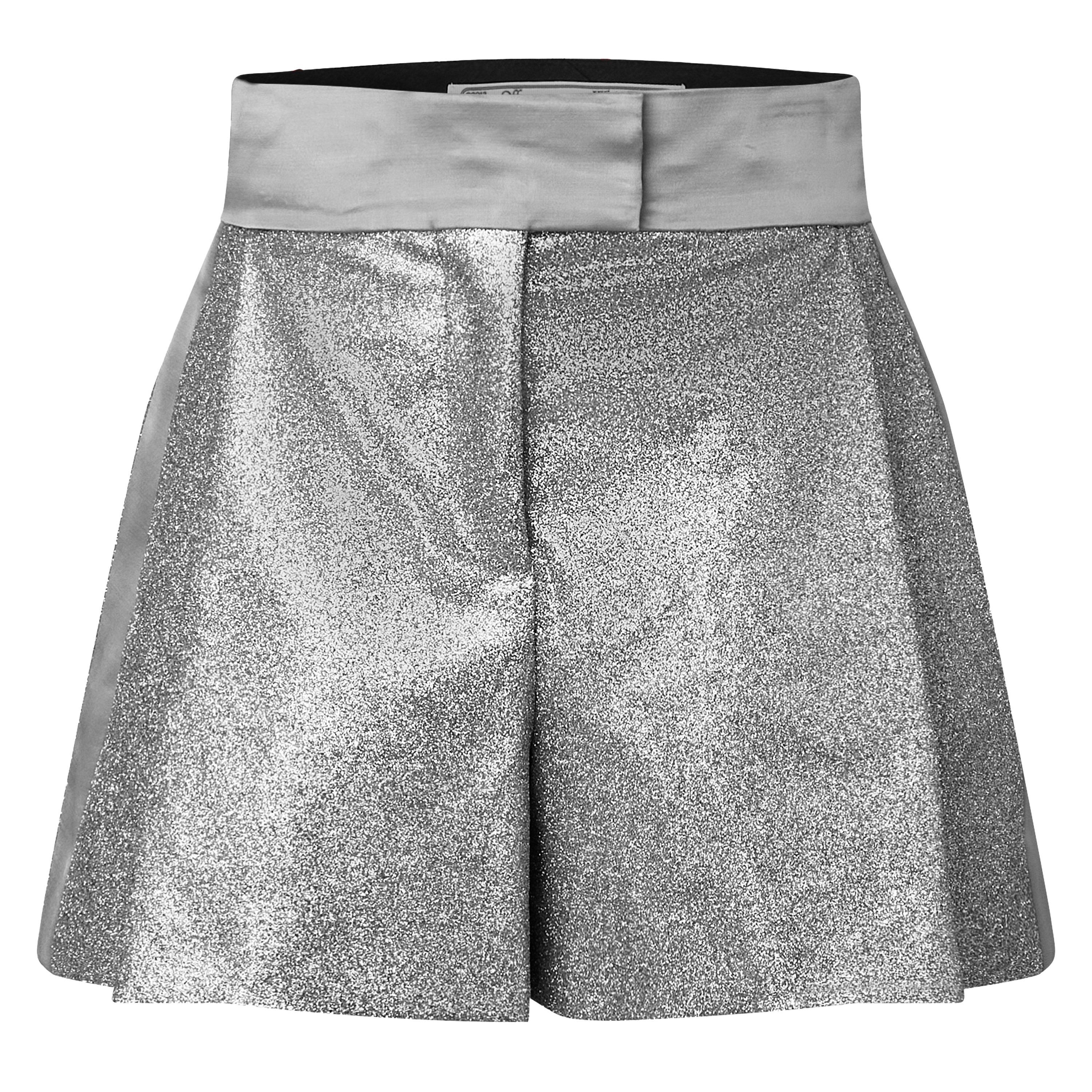 Silver - Off White - Women's Textured Knit Shorts - 1