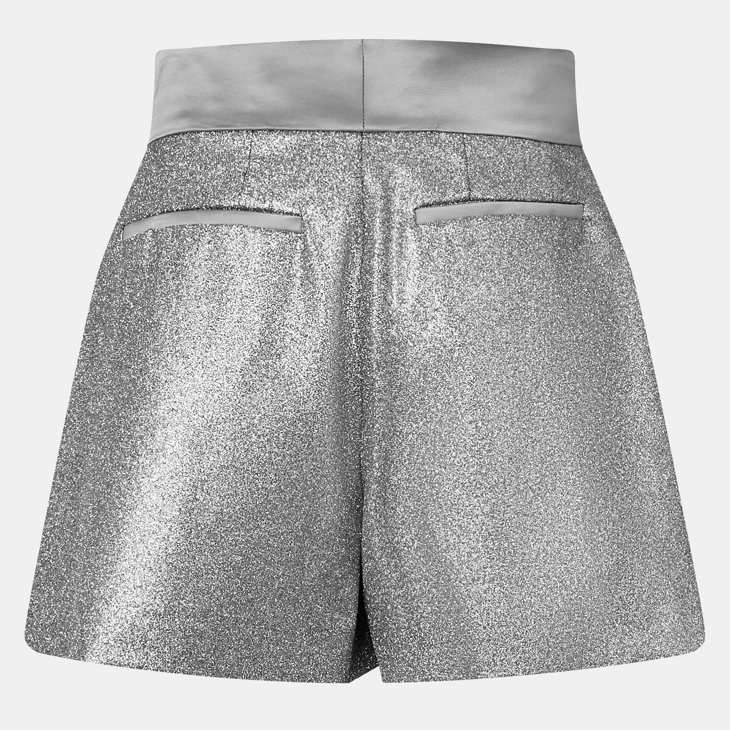 Silver - Off White - Women's Knitted Shorts - 2