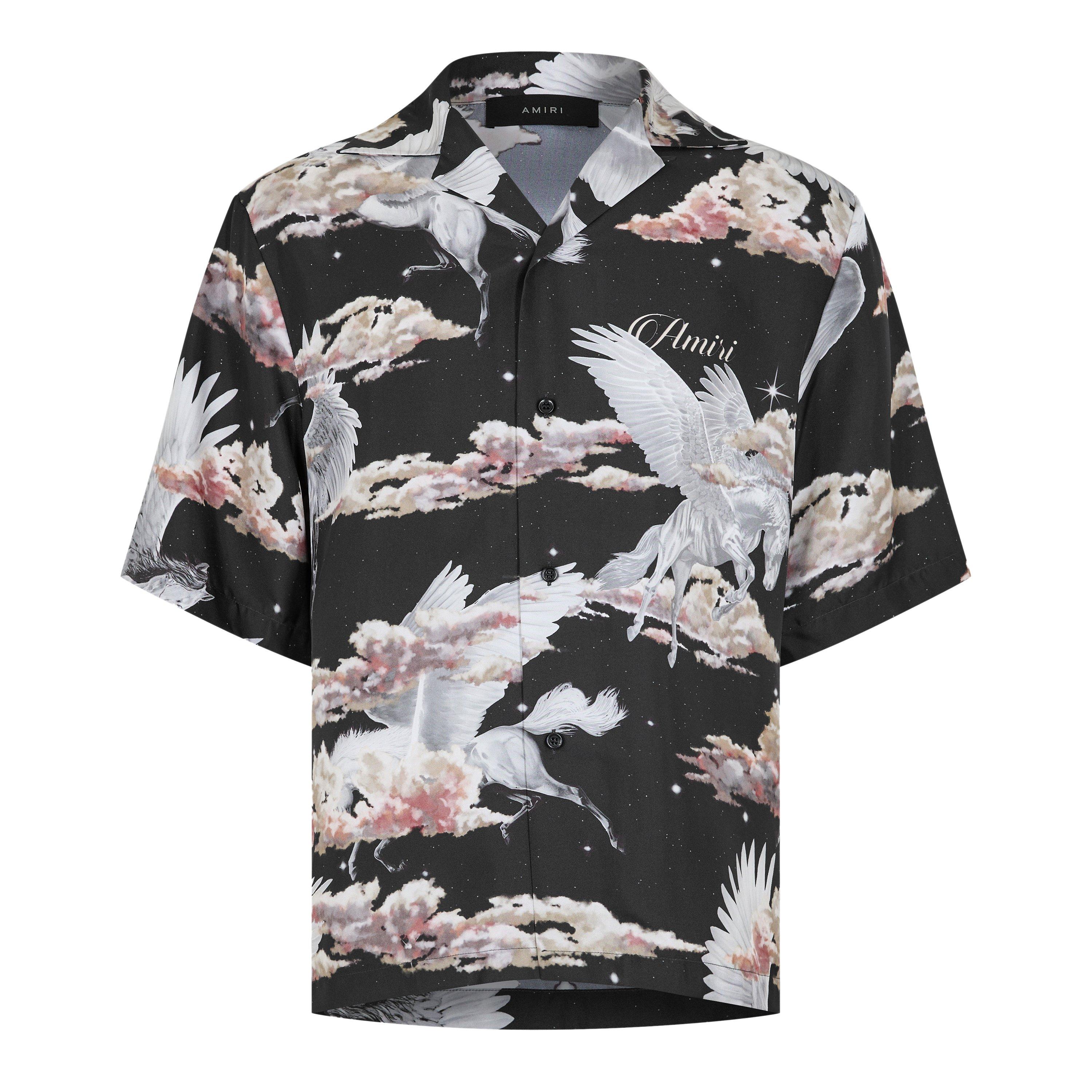 Amiri Men's Pegasus Short-Sleeve Bowling Shirt - Black - L