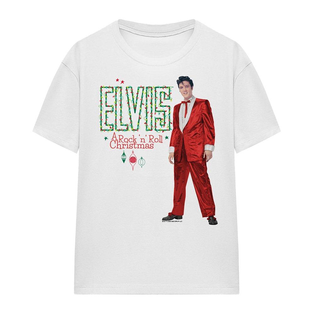 White - Elvis Presley - Elvis Holiday Lights T Shirt White - 4