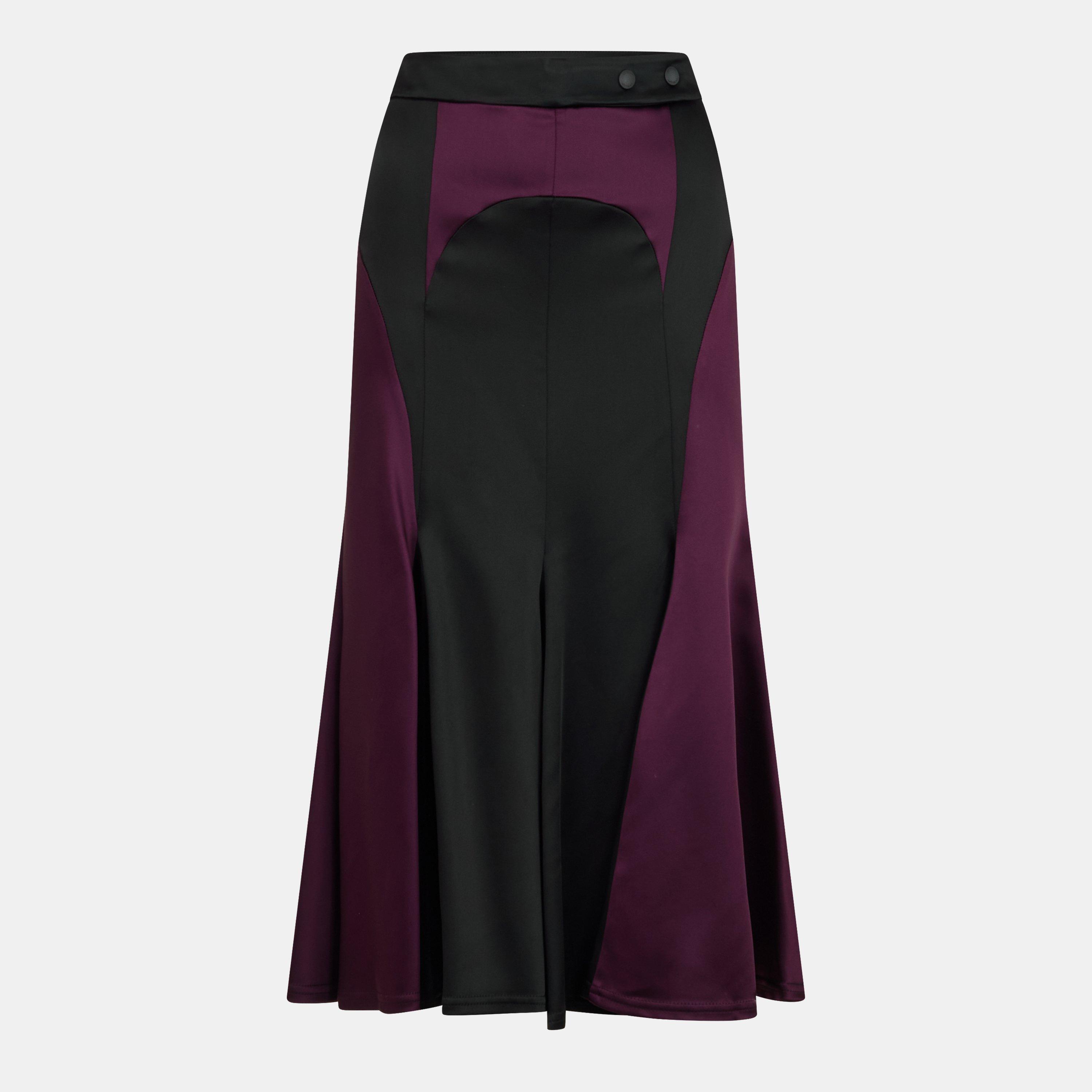 Black/Burgundy - Off White - Women's Minimalist Midi Skirt - 1
