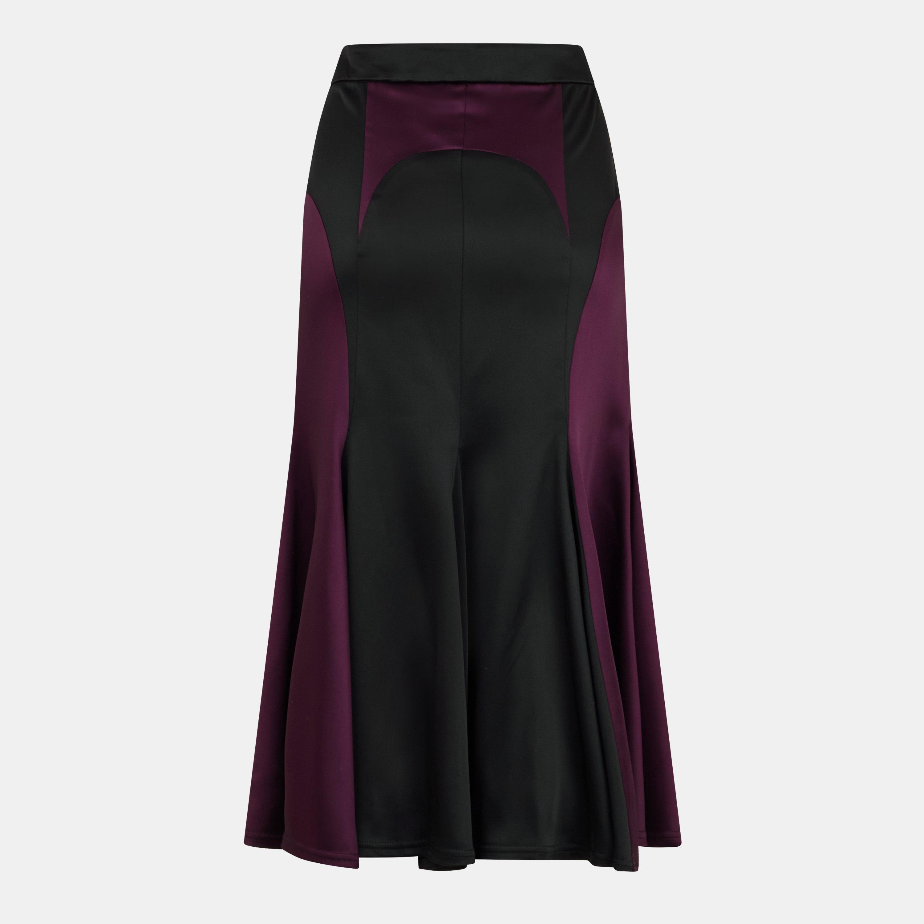 Black/Burgundy - Off White - Women's Midi Skirt - 2