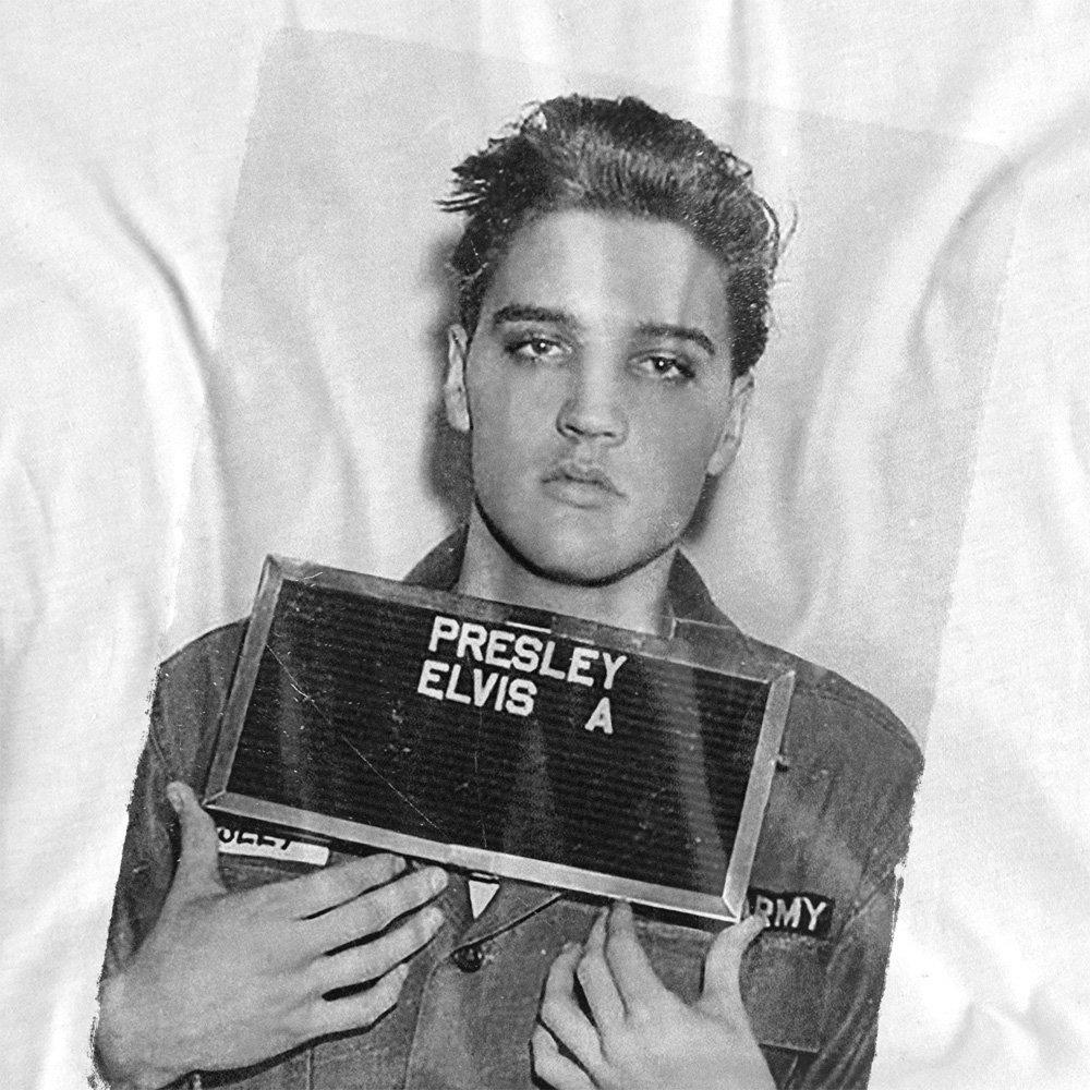 White - Elvis Presley - Elvis Presleyarmy Mug Shot Long Sleeve T-Shirt Wh - 2
