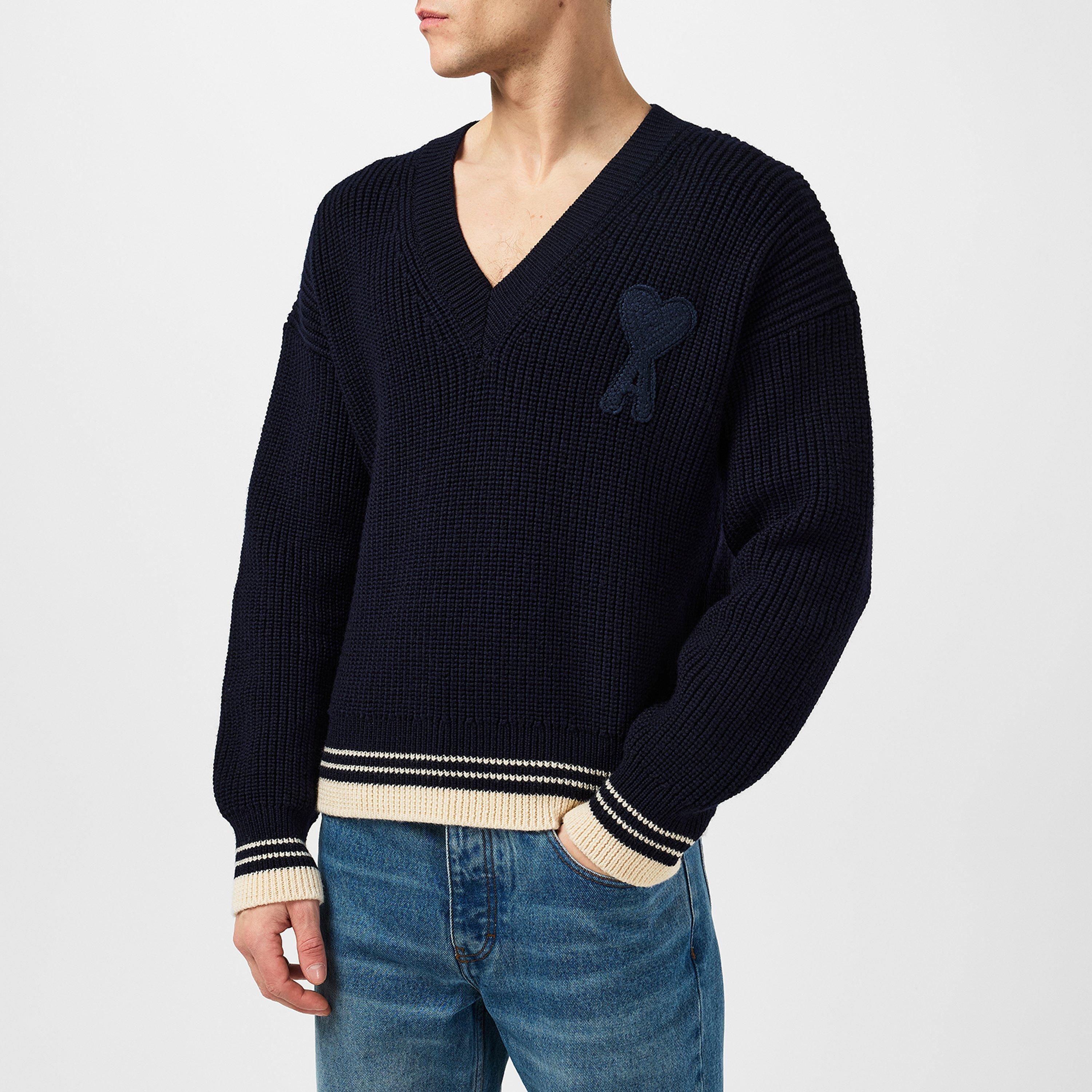 Navy 4011 - Ami Paris - Ribbed Ami De Coeur Sweatshirt - 3