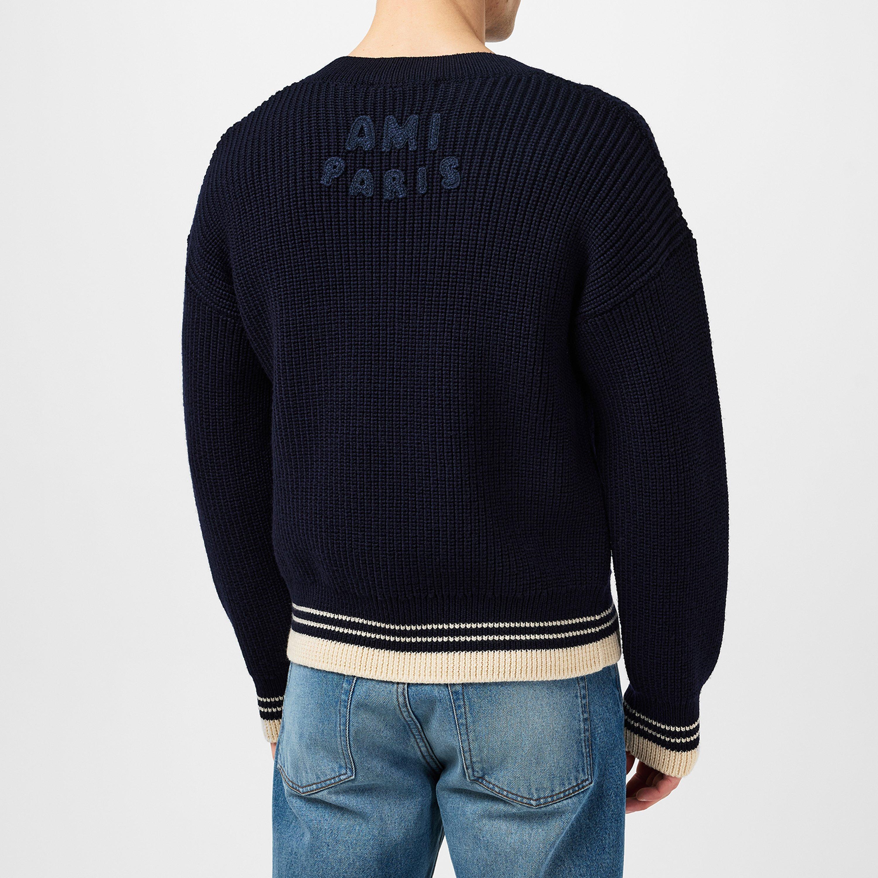 Navy 4011 - Ami Paris - Ribbed Ami De Coeur Sweatshirt - 4