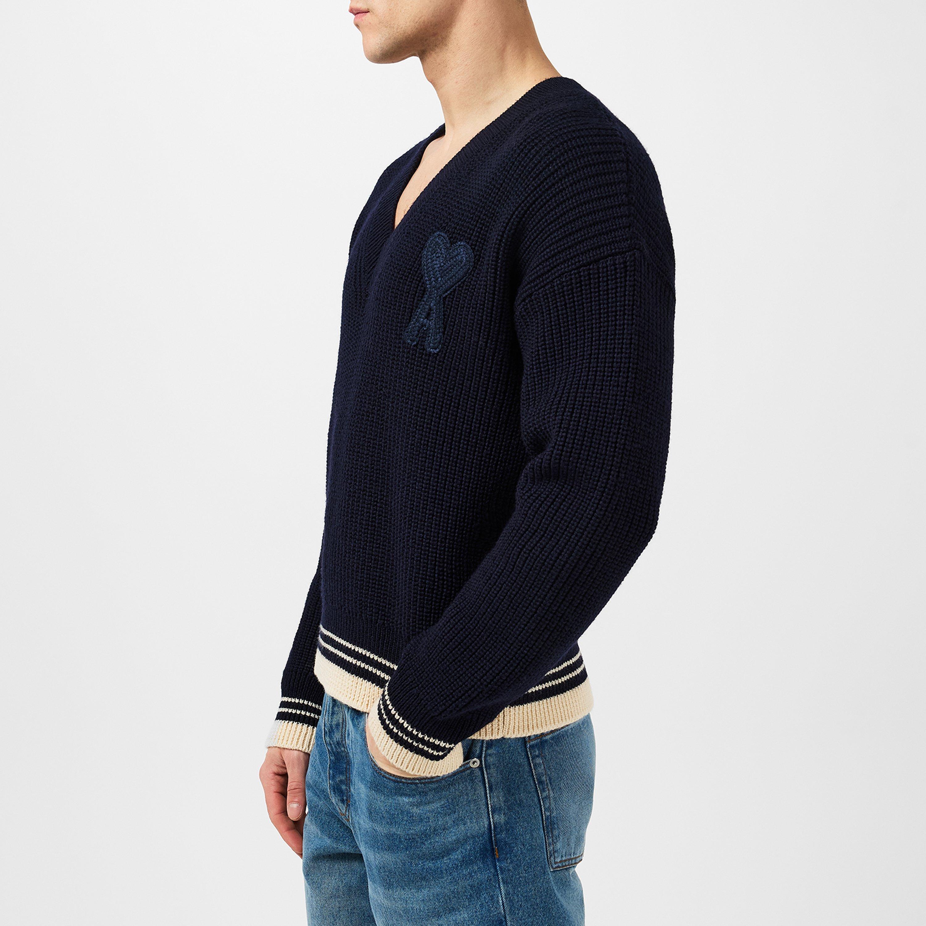 Navy 4011 - Ami Paris - Ribbed Ami De Coeur Sweatshirt - 5