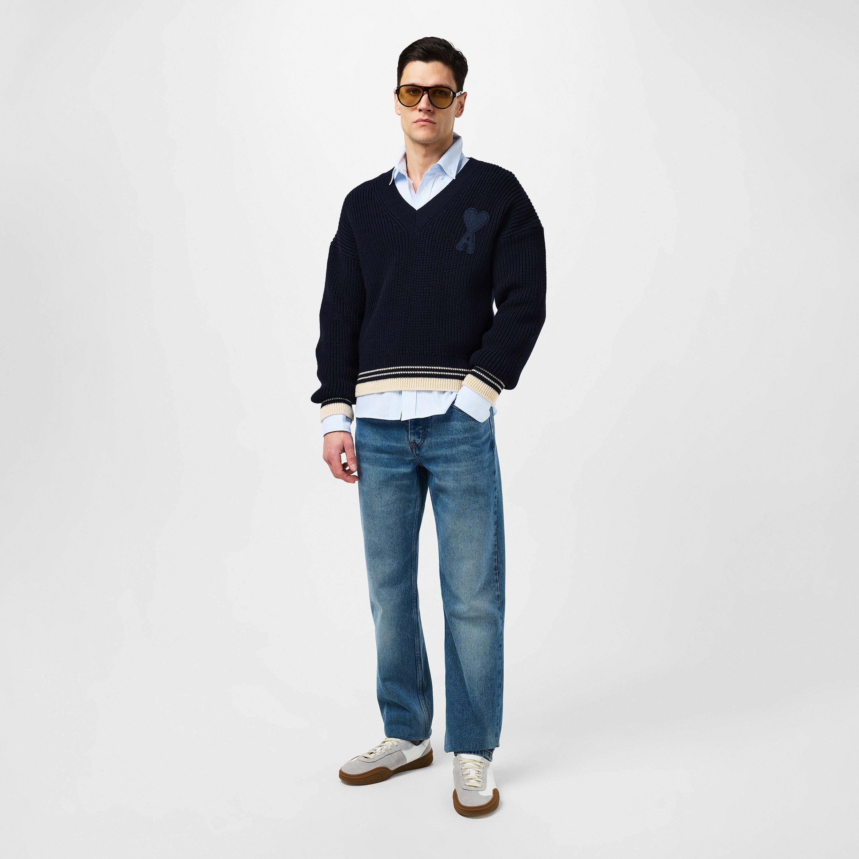 Navy 4011 - Ami Paris - Ribbed Ami De Coeur Sweatshirt - 6