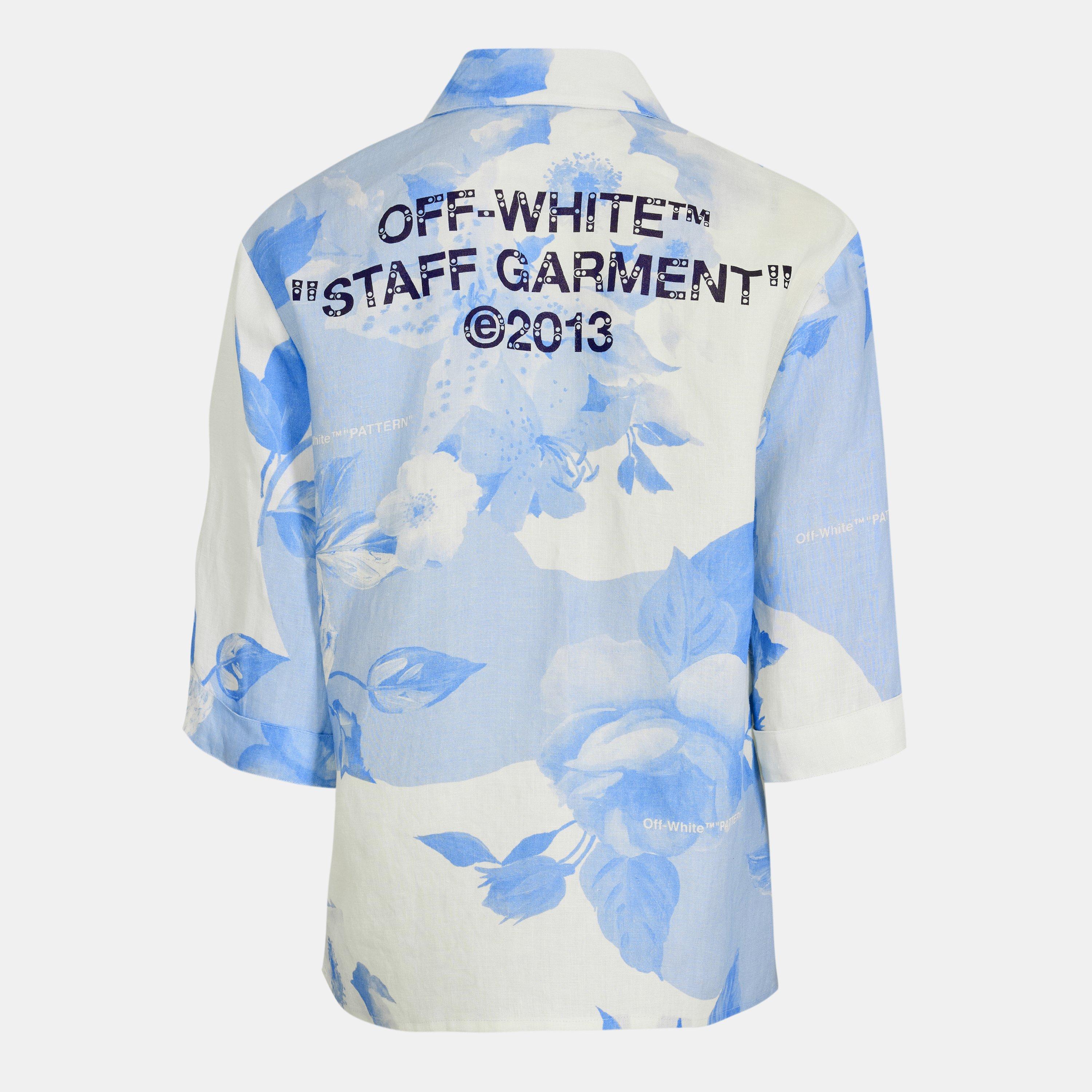 White/Blue - Off White - Women's Long-Sleeve Dress Shirt - 2