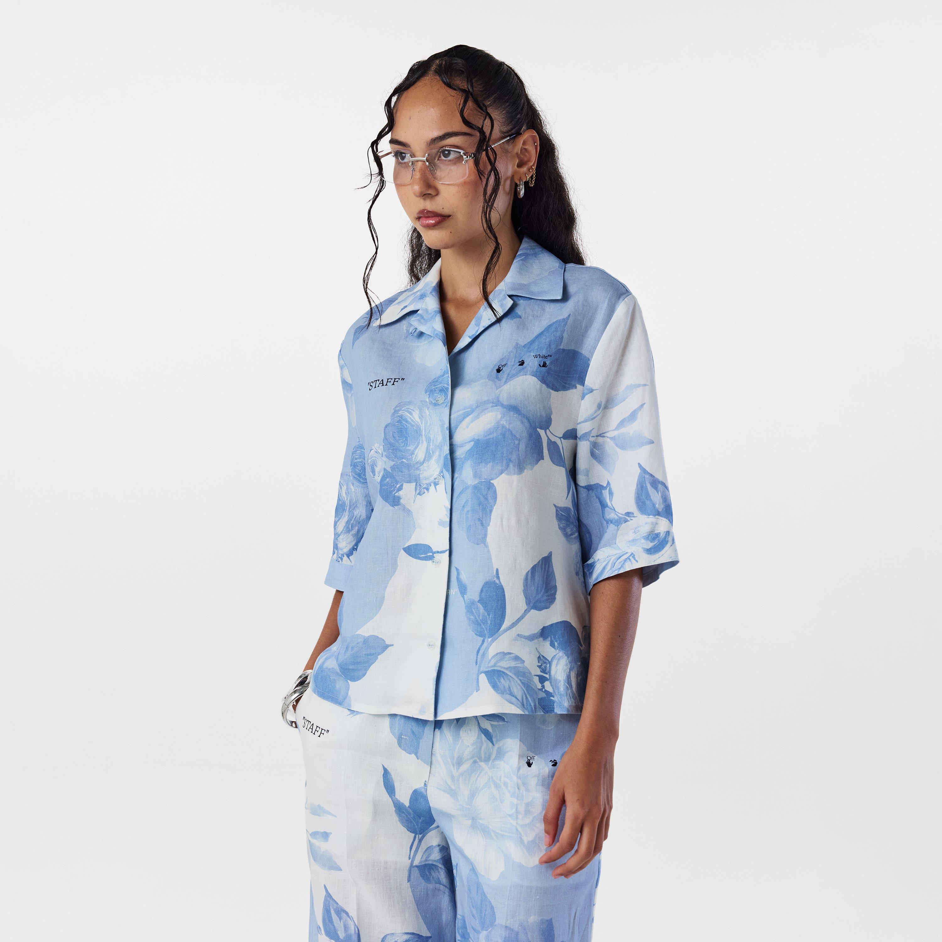 White/Blue - Off White - Women's Long-Sleeve Dress Shirt - 3