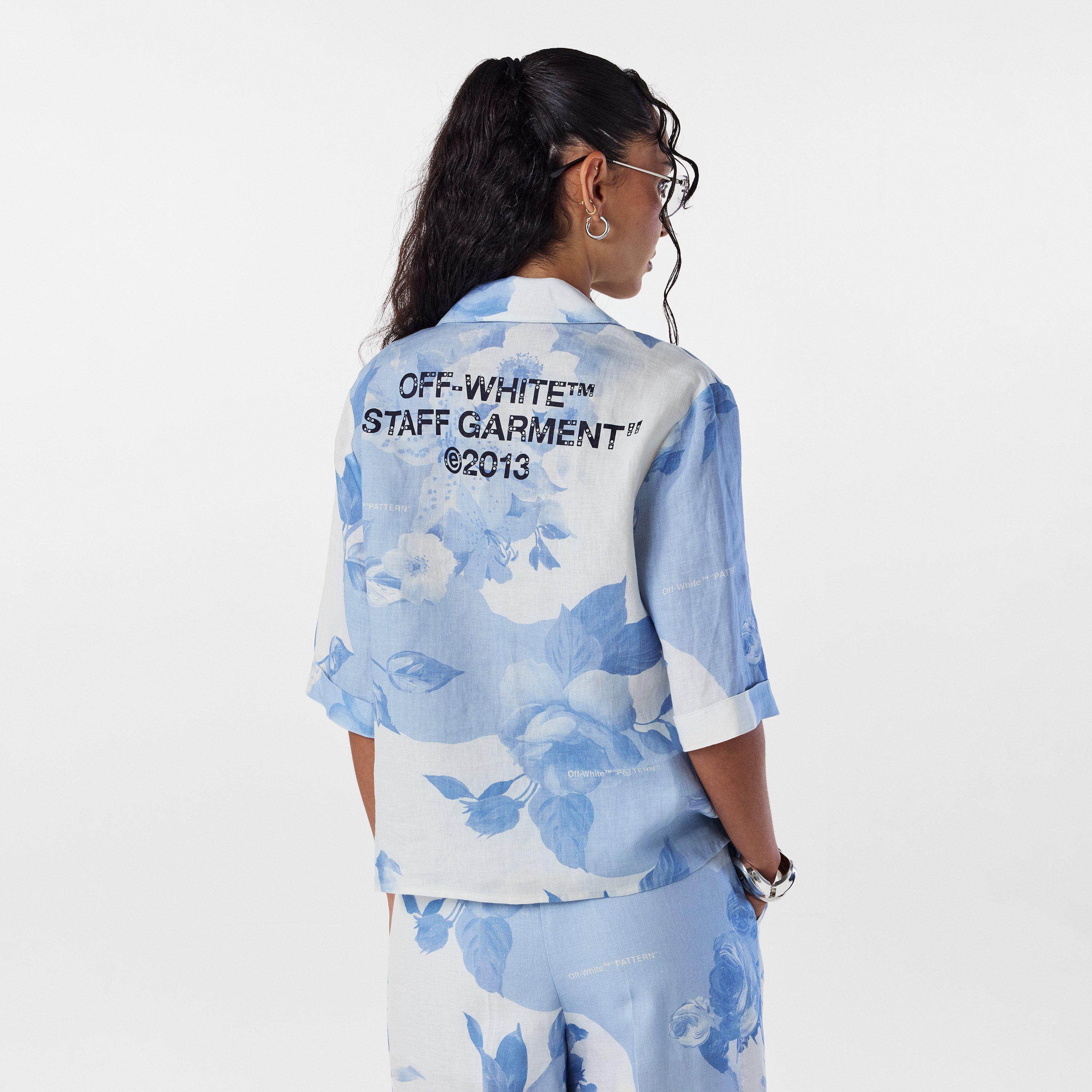 White/Blue - Off White - Women's Long-Sleeve Dress Shirt - 4