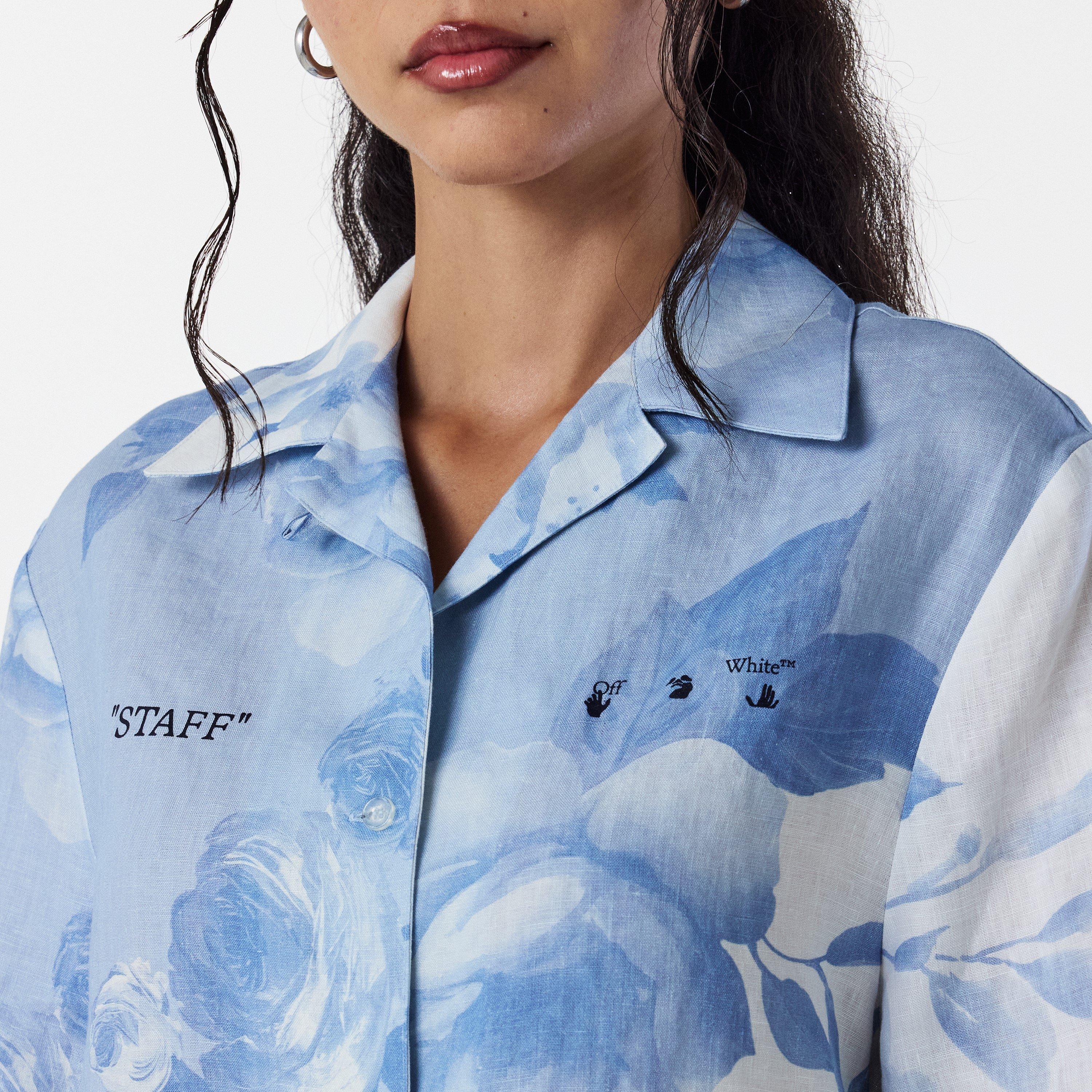 White/Blue - Off White - Women's Long-Sleeve Dress Shirt - 5