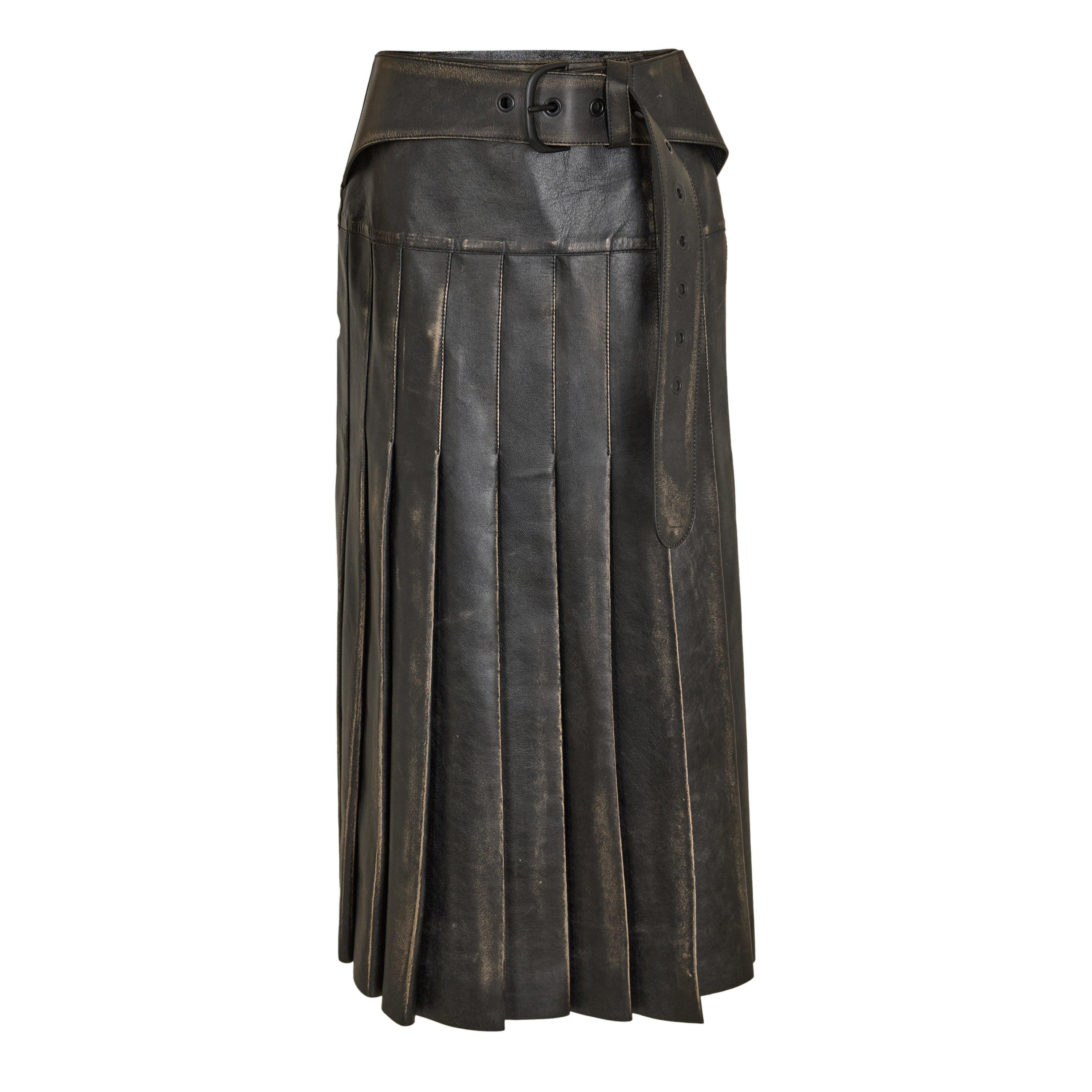 Black - Off White - Women's Leather Shorts - 1