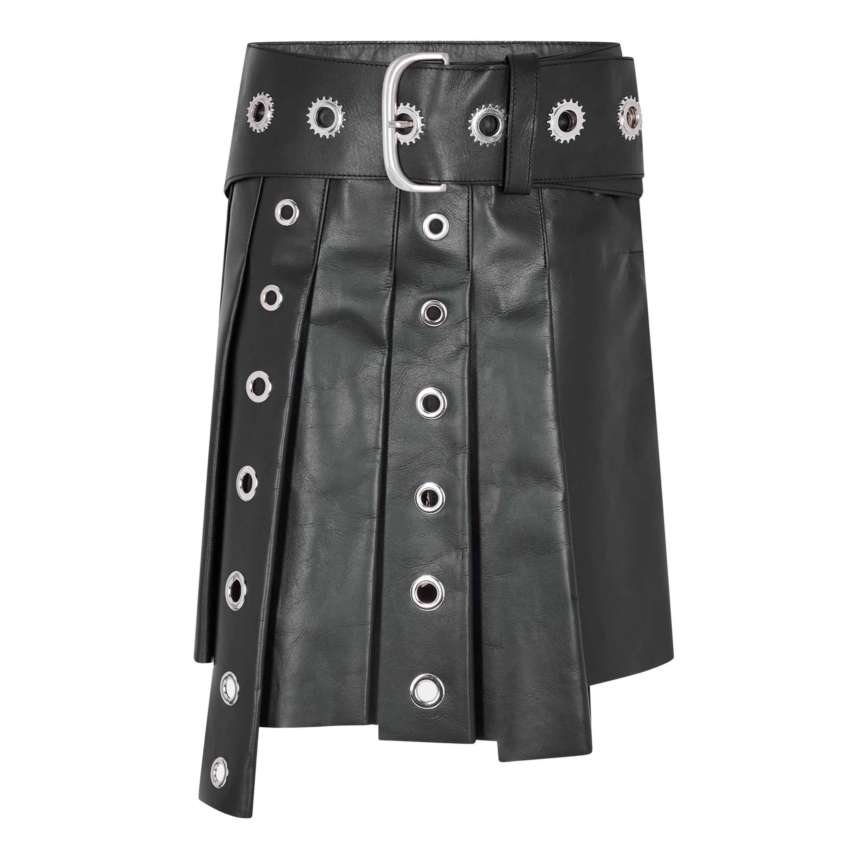 Black - Off White - Women's High-Rise Leather Shorts - 1