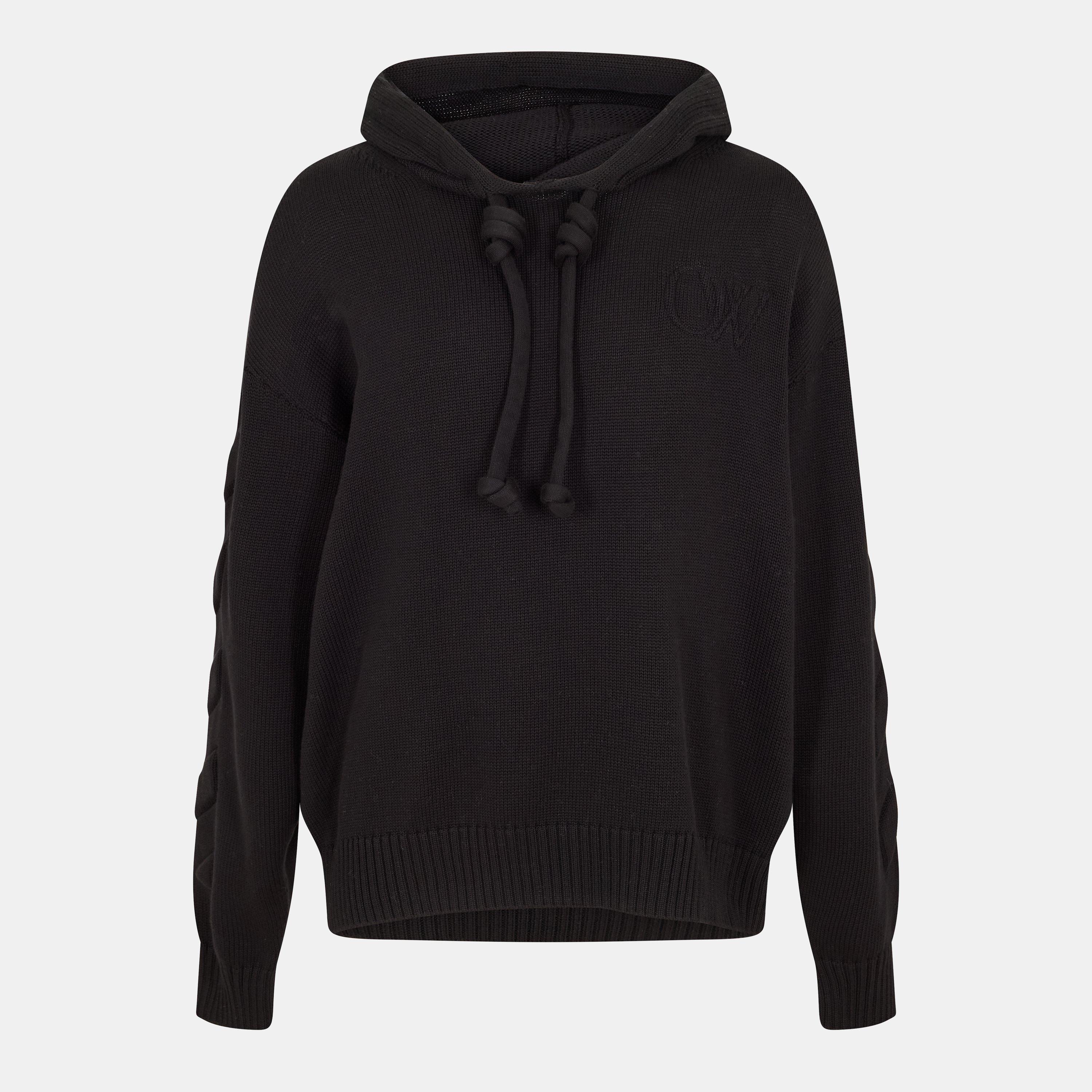 Black - Off White - Men's - Graphic Knitted Hoodie - 1
