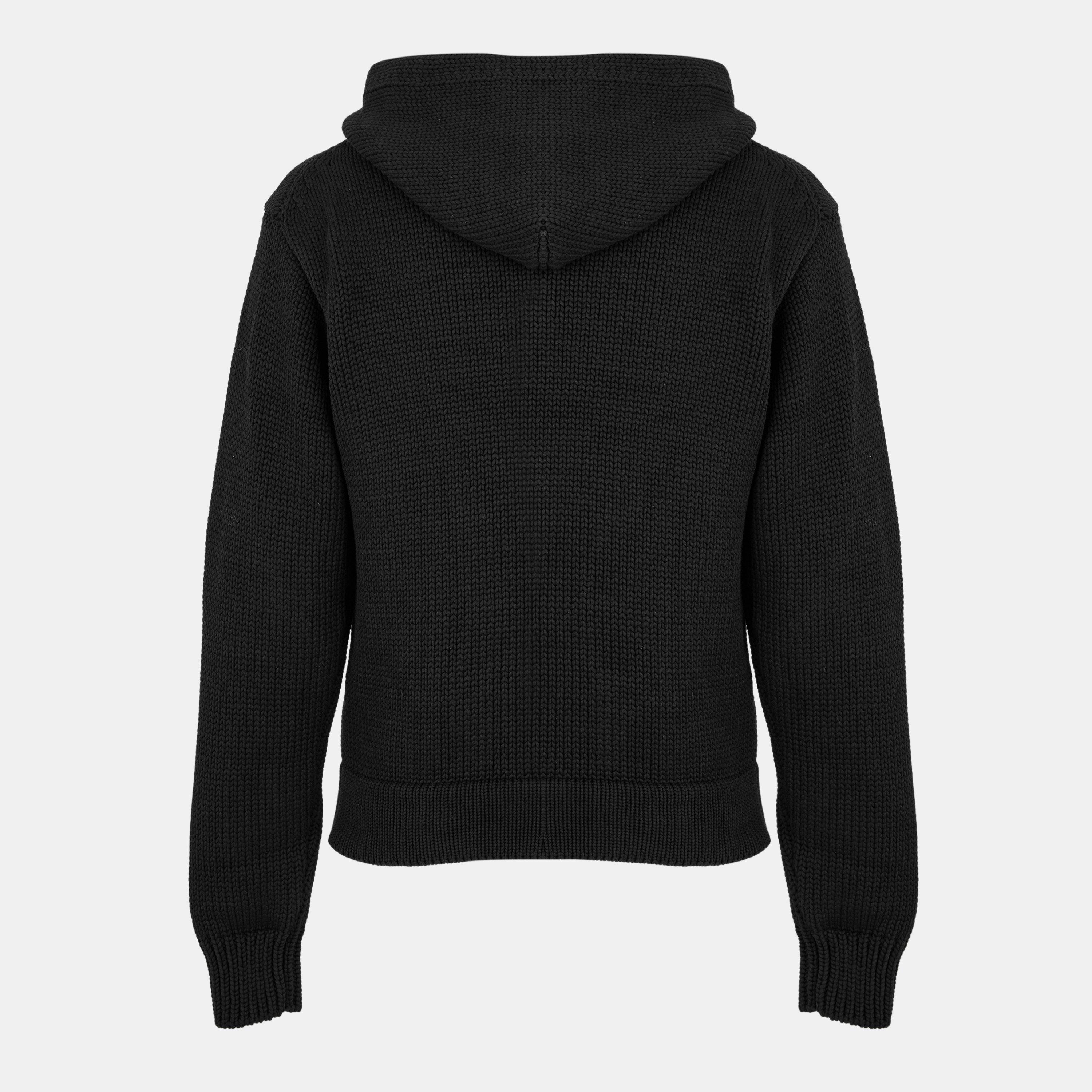 Black - Off White - Men's Knitted Hoodie - 2