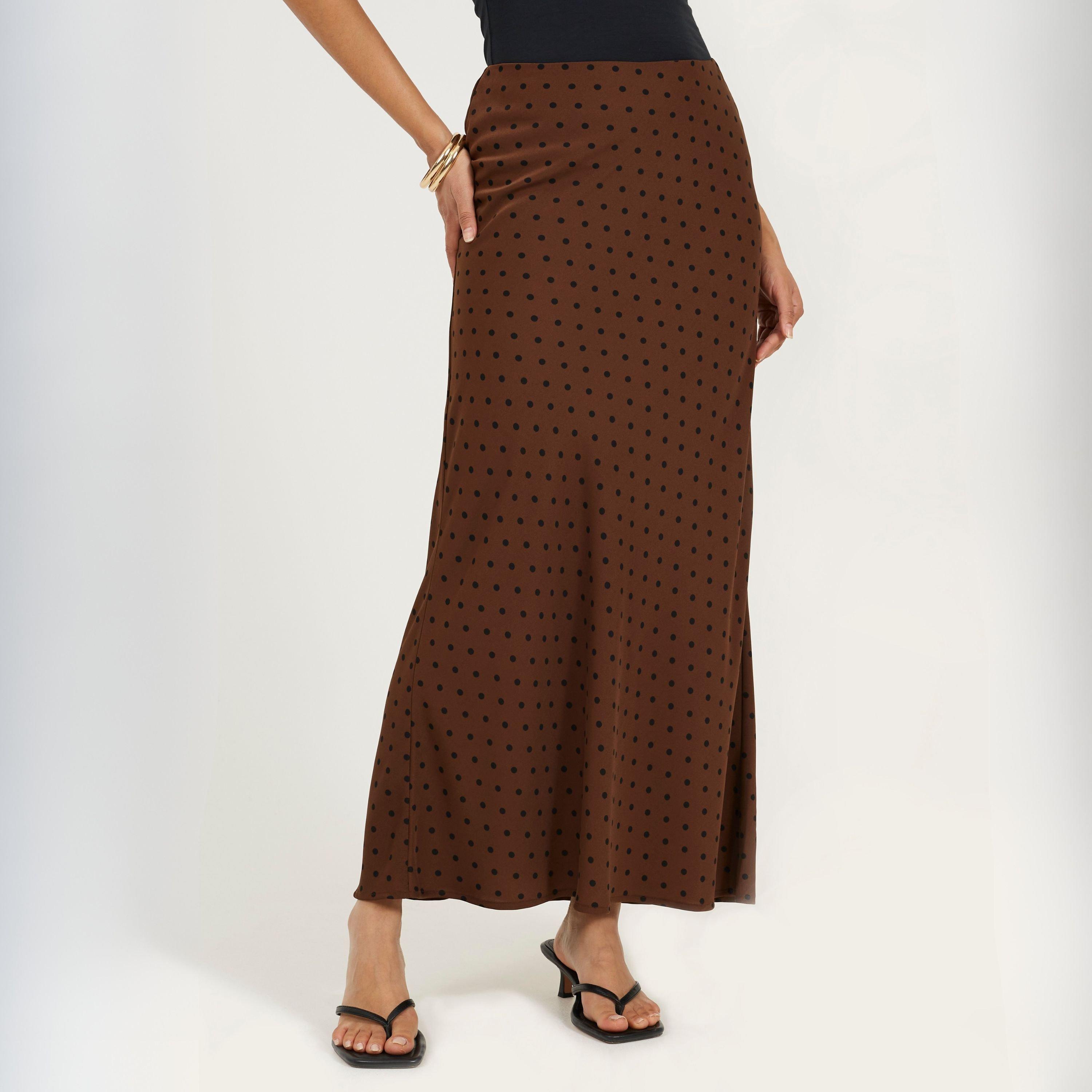 BS Womens Polka Dot Print Maxi Skirt