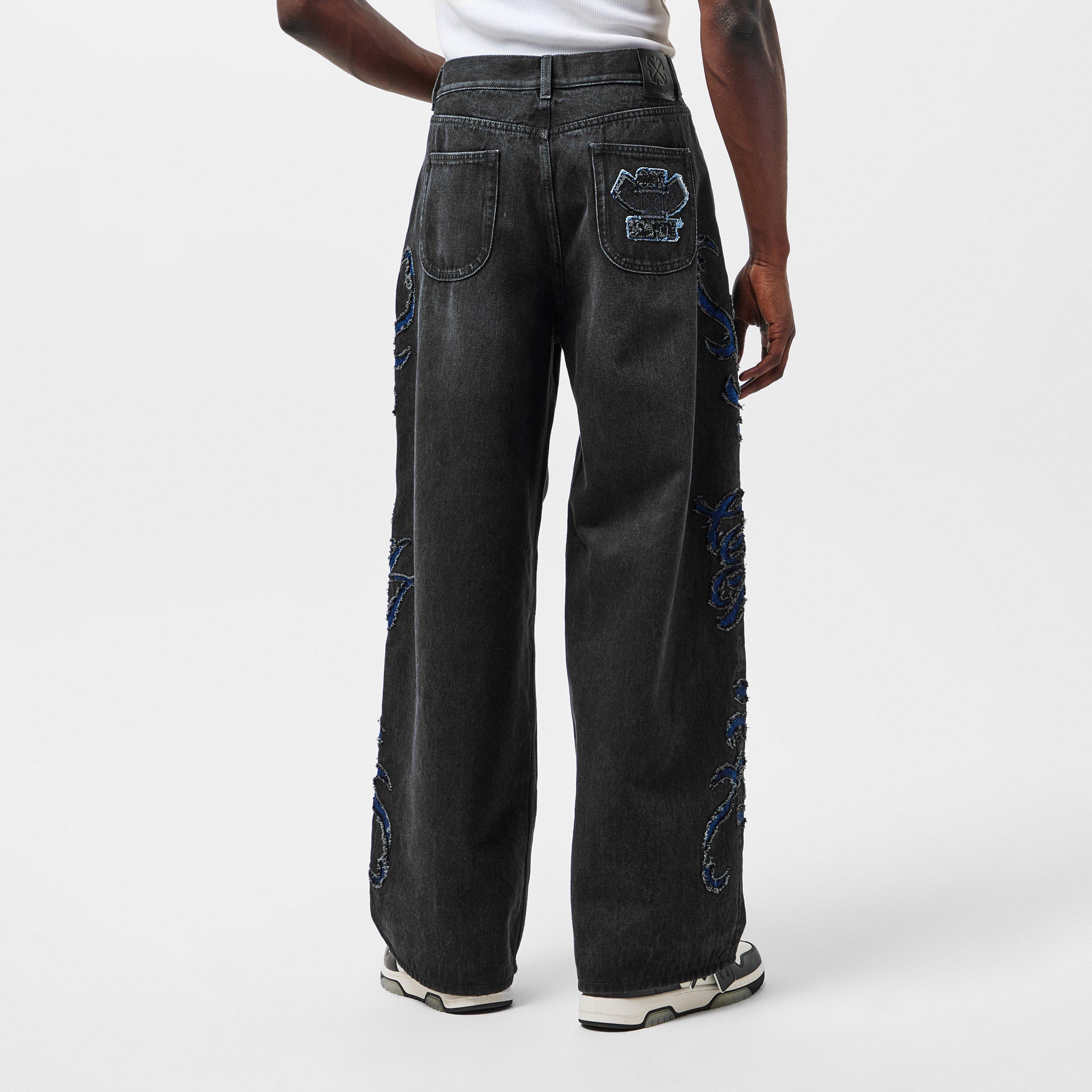 Black/Blue - Off White - Men's Balloon Jeans - 4