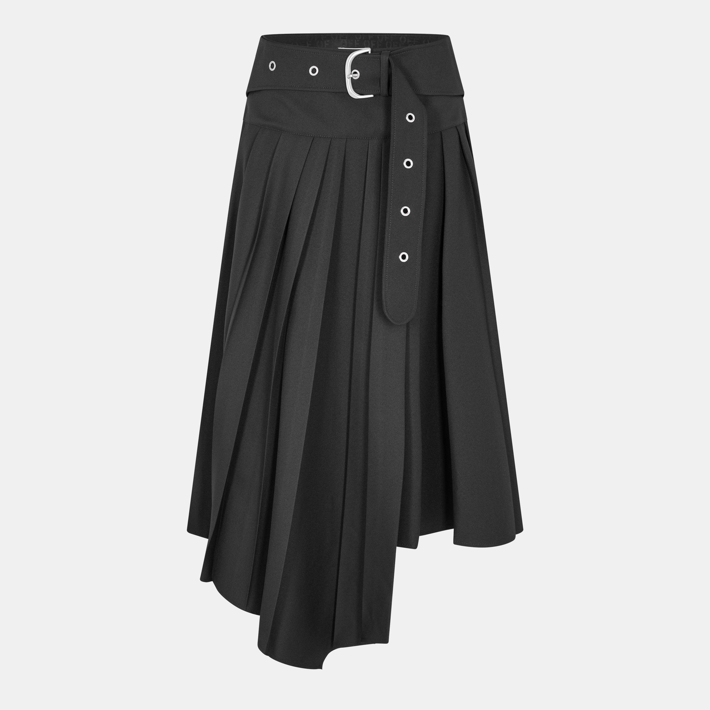Black - Off White - Women's Mid-Length Midi Skirt - 1