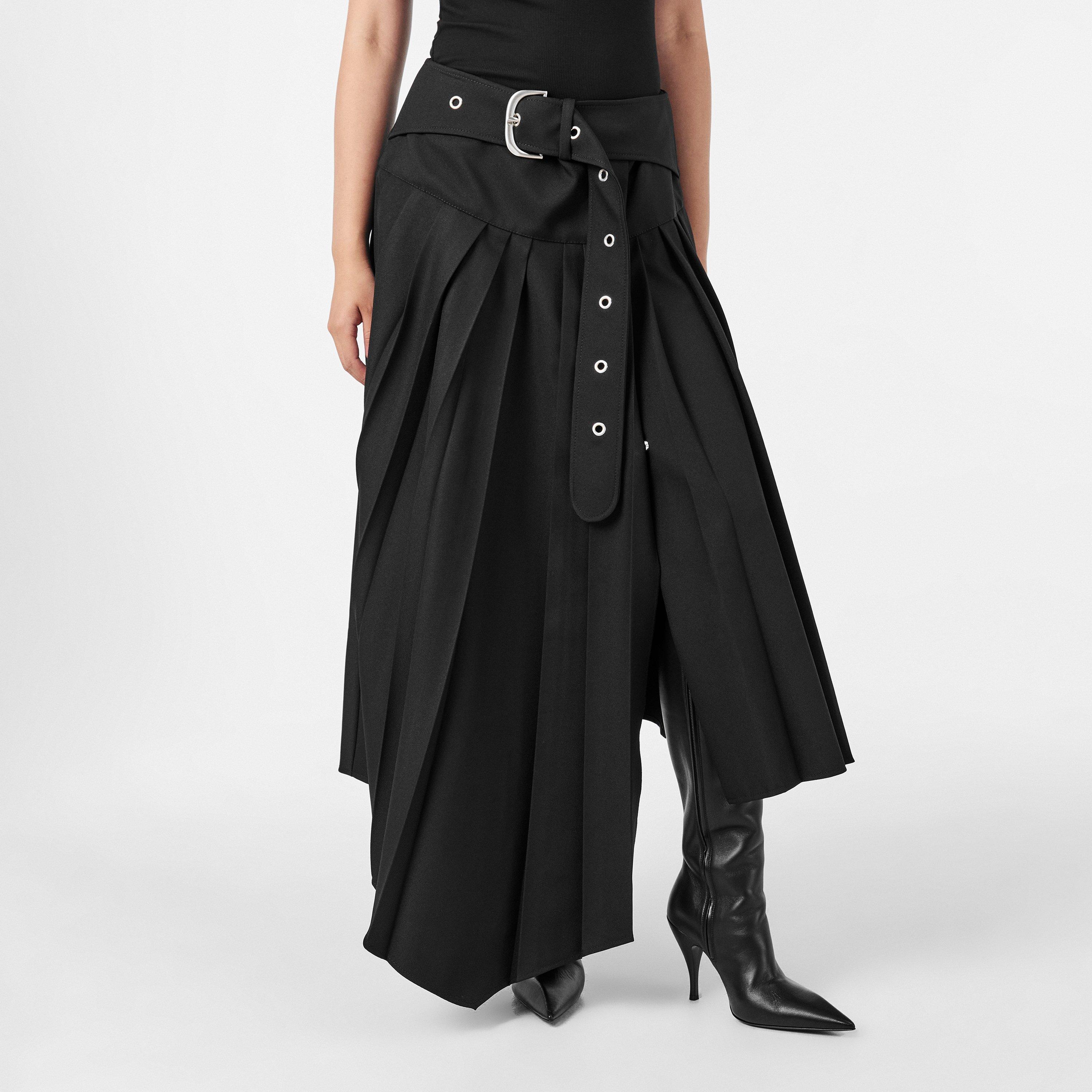 Black - Off White - Women's Midi Skirt - 3