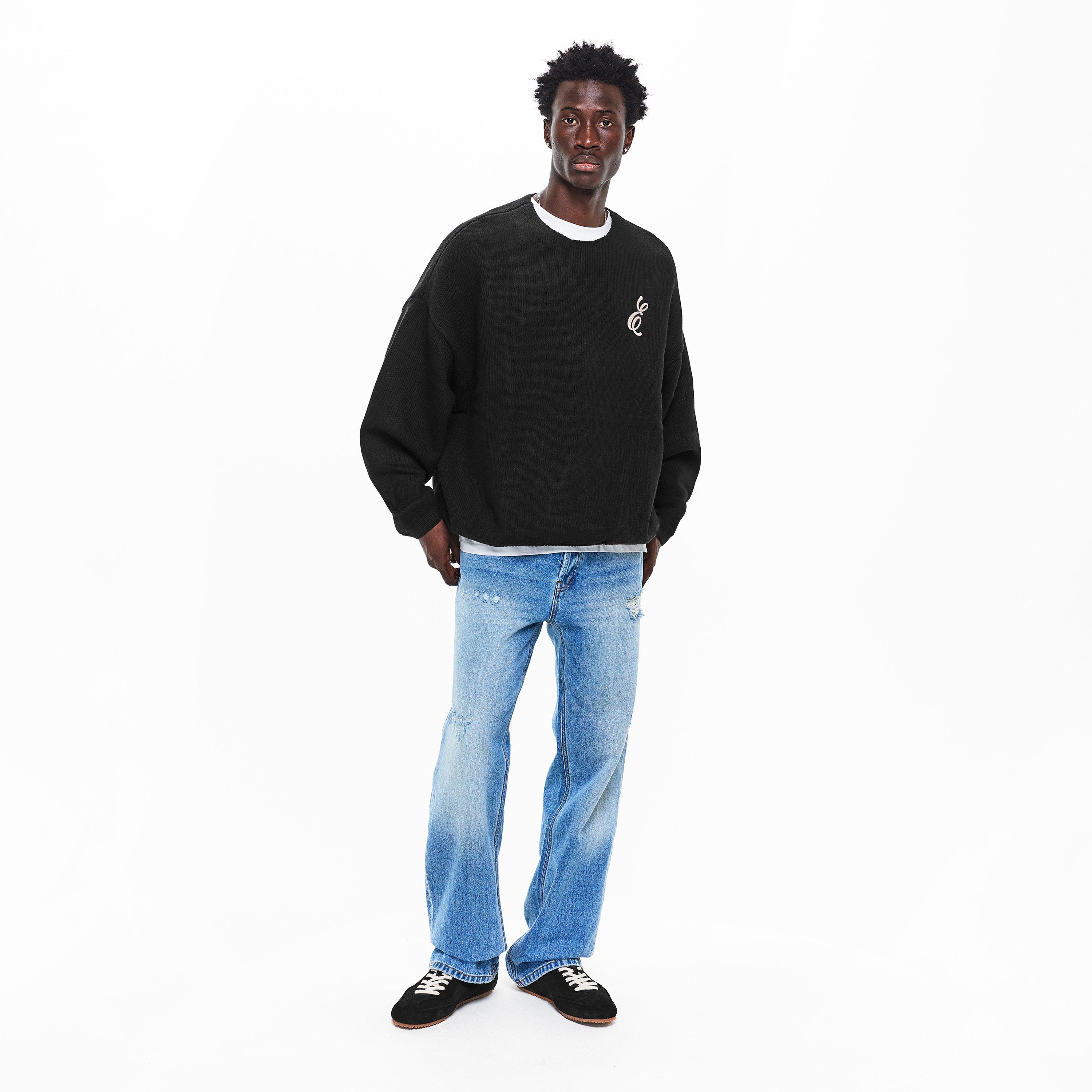 Vintage Black - Fear Of God Essentials - Men's Waffle Crew Neck Jumper - 6