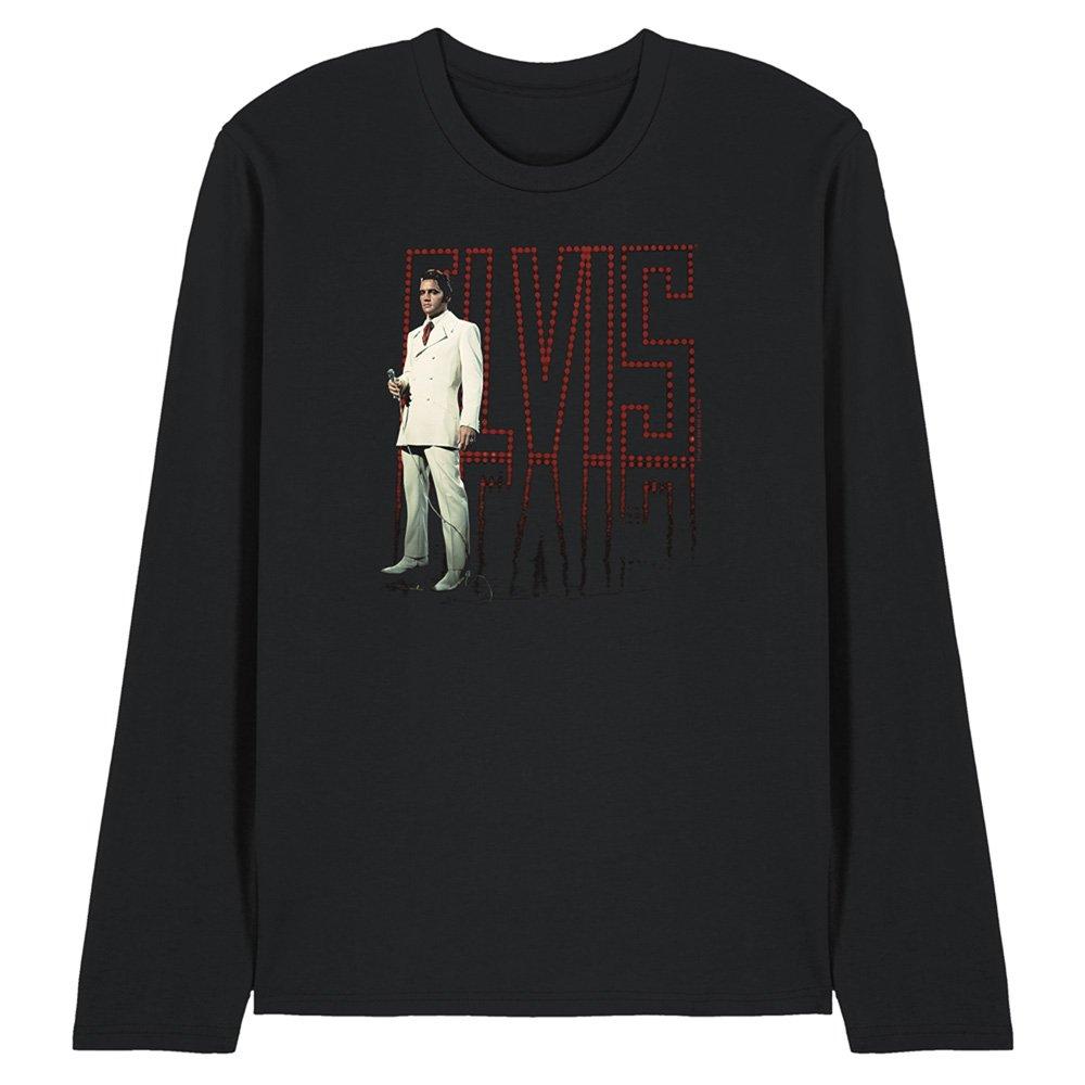 Black - Elvis Presley - White Suit Long Sleeve T-Shirt Black - 1