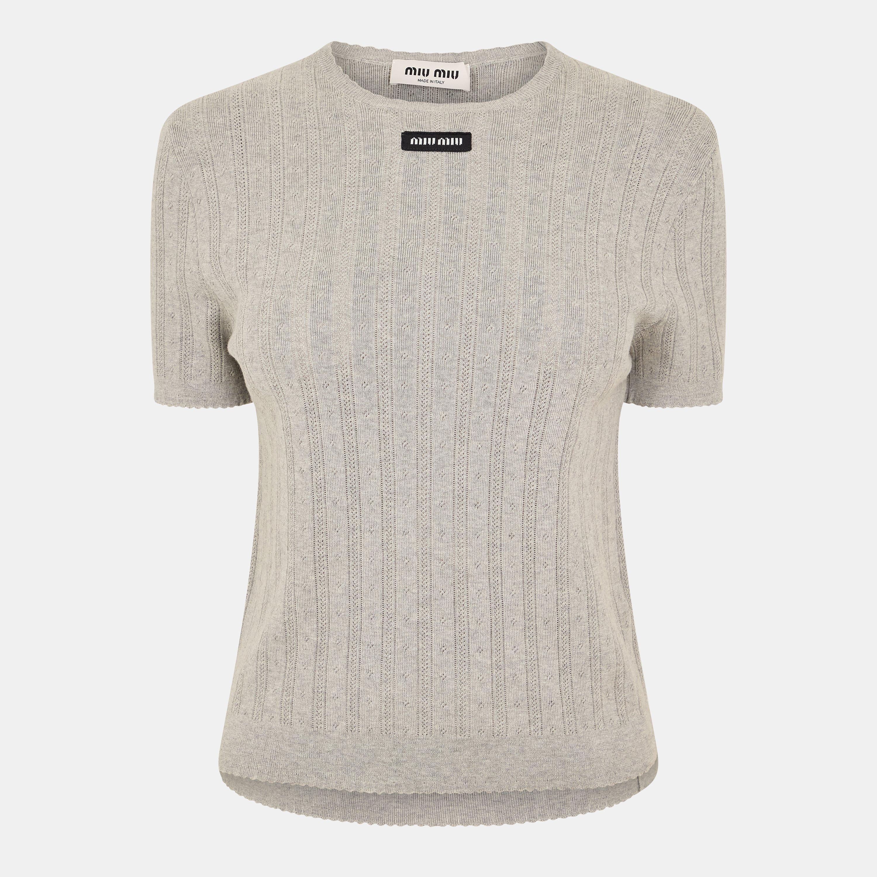 Grigio - Miu Miu - Women's Tailored Fit Crew Neck Jumper - 1