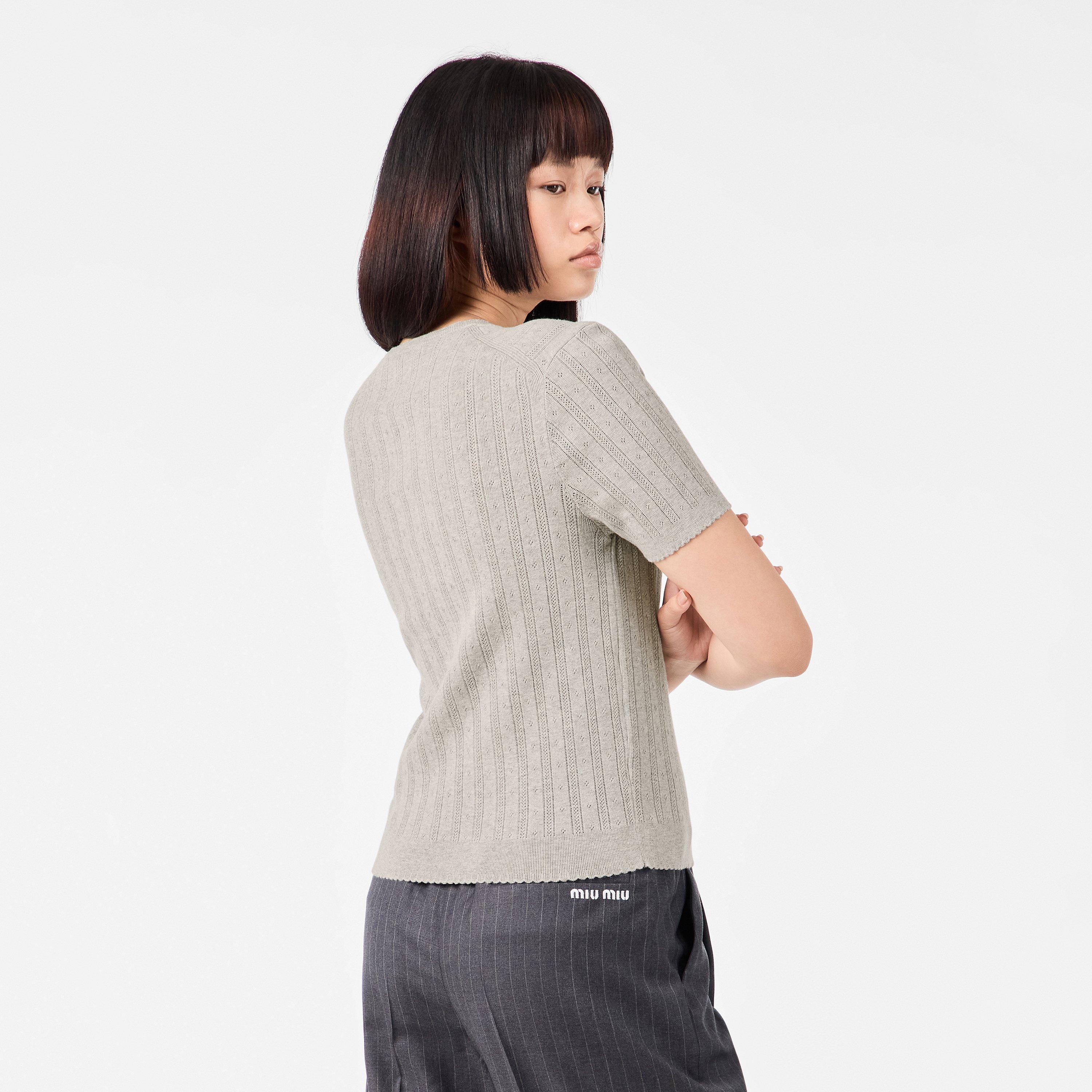 Grigio - Miu Miu - Women's Tailored Fit Crew Neck Jumper - 4