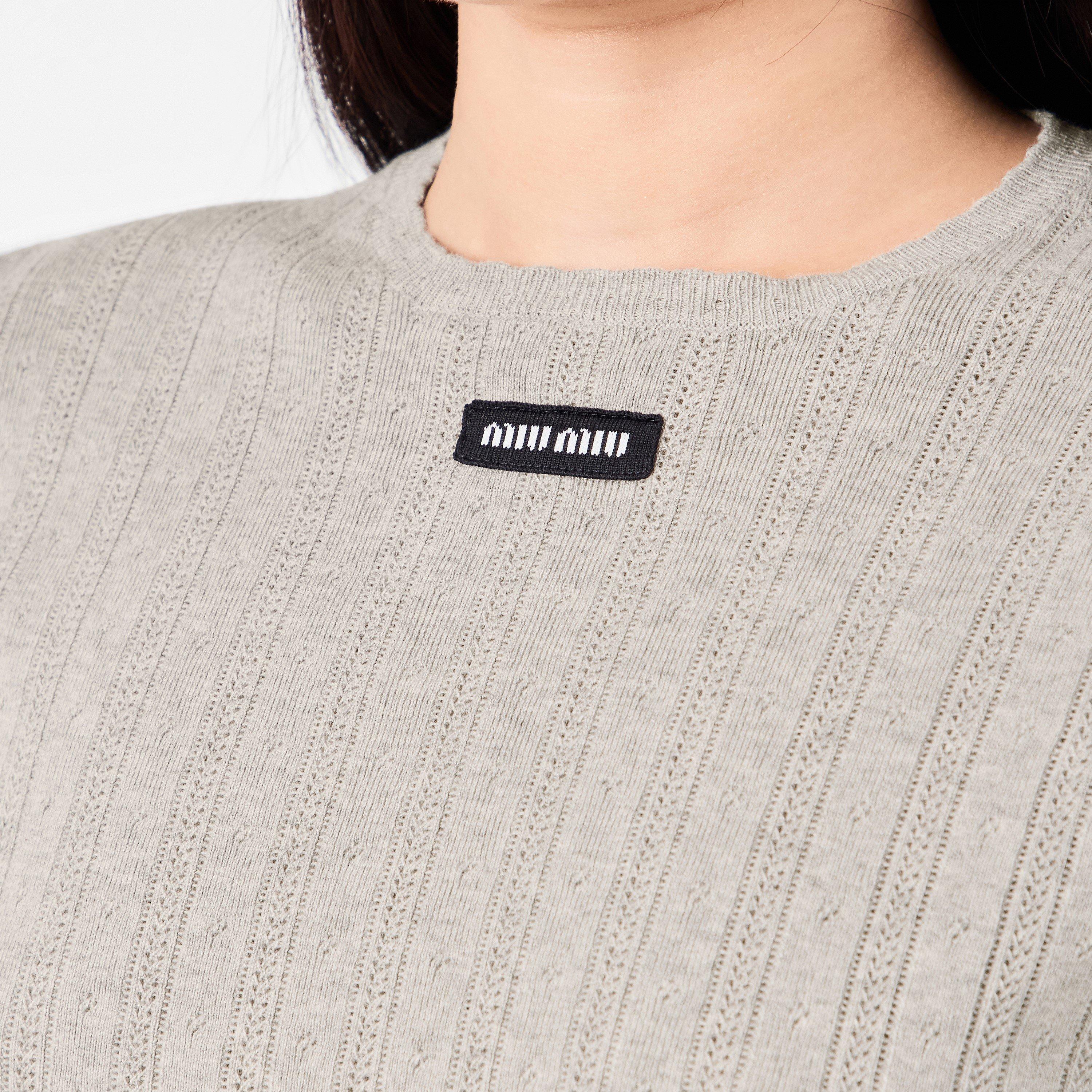 Grigio - Miu Miu - Women's Tailored Fit Crew Neck Jumper - 5