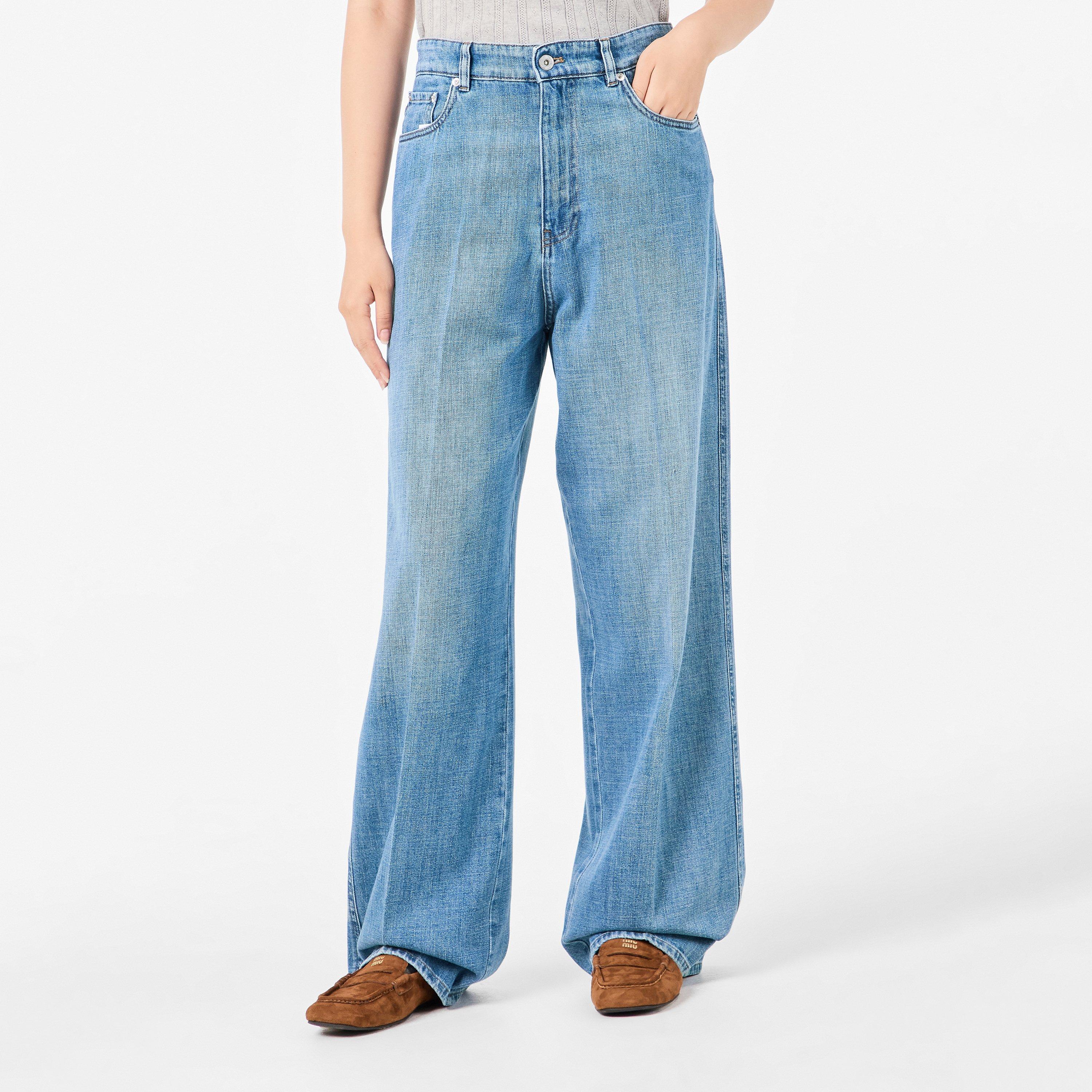 Celeste - Miu Miu - Women's High Rise Denim Wide Leg Jeans - 3